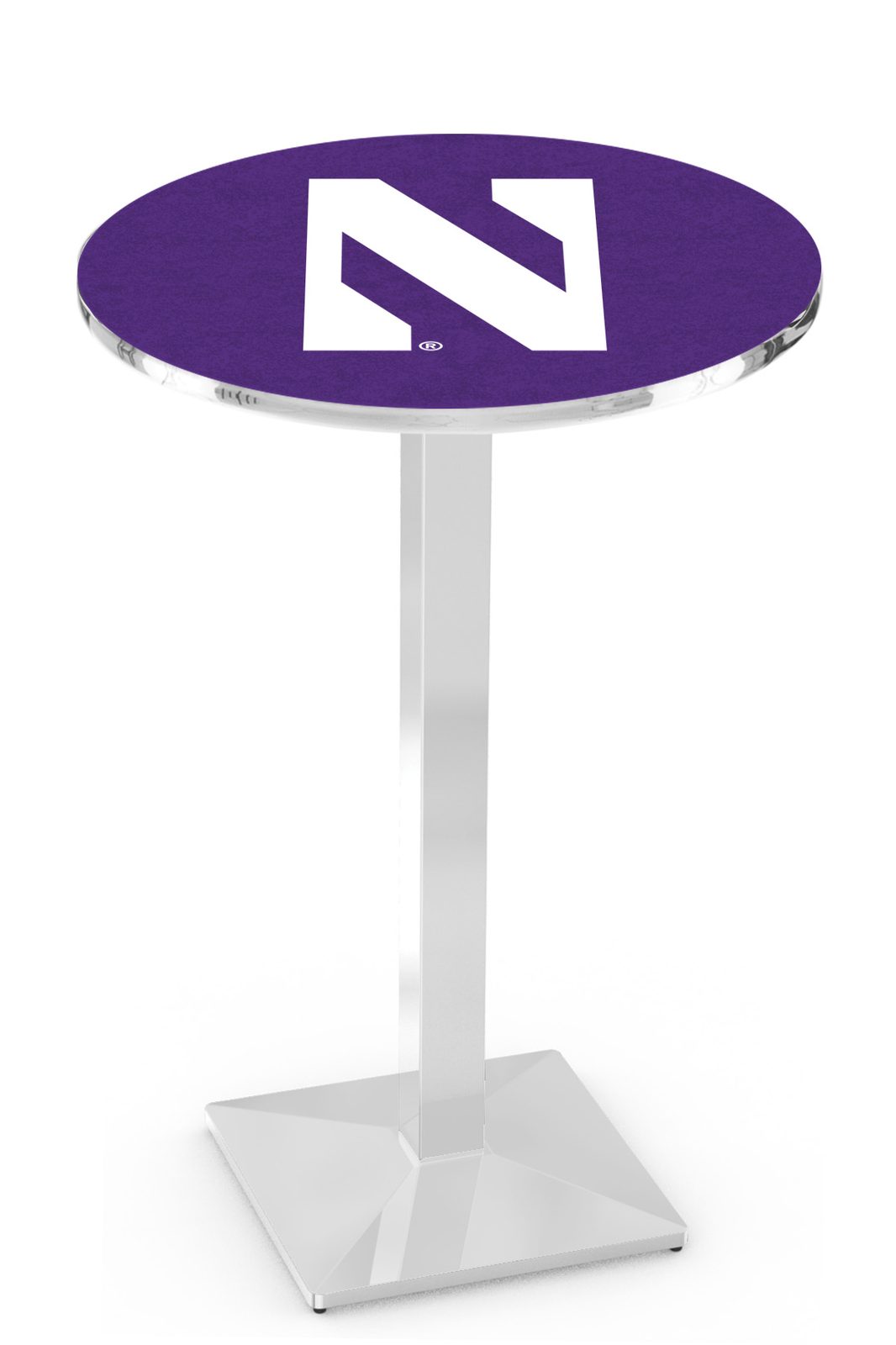 Northwestern University 42-Inch Pub Table with 36-Inch Top, Square Base Base, and Chrome Finish 1 Northwestern University 42-Inch Pub Table with 36-Inch Top, Square Base Base, and Chrome Finish