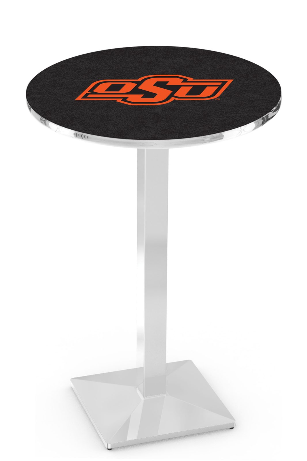 Oklahoma State University 42-Inch Pub Table with 36-Inch Top, Square Base Base, and Chrome Finish 1 Oklahoma State University 42-Inch Pub Table with 36-Inch Top, Square Base Base, and Chrome Finish