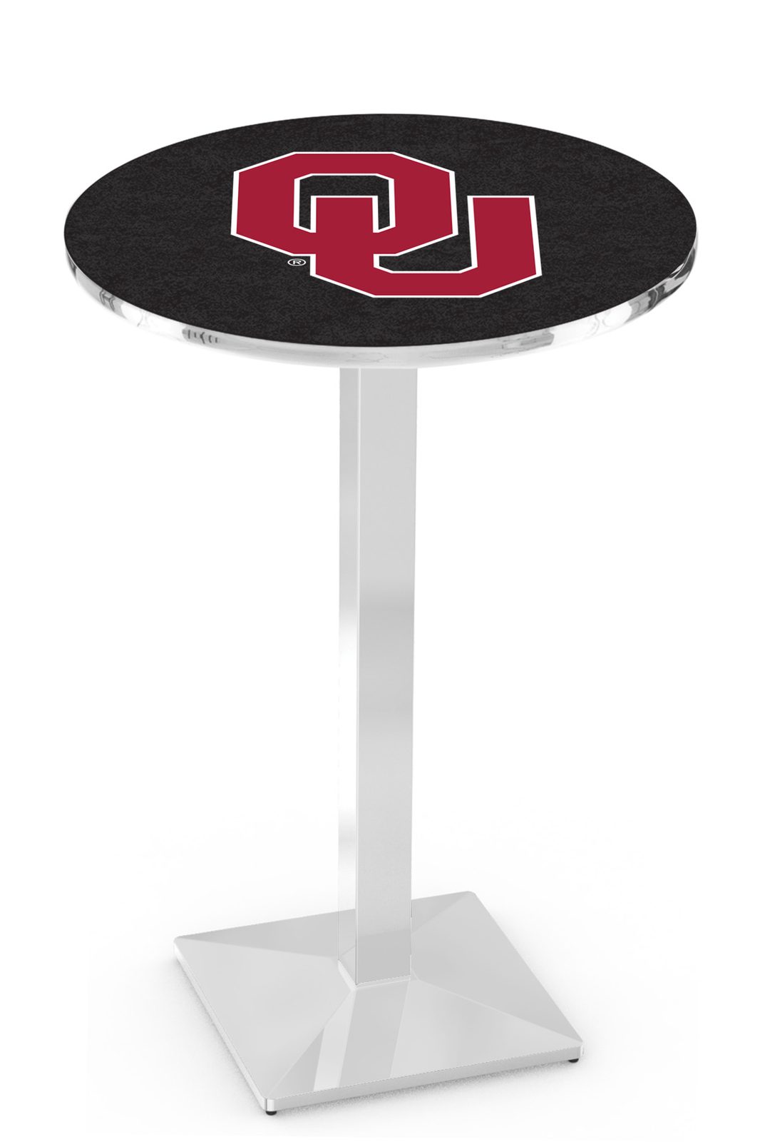 Oklahoma University 42-Inch Pub Table with 36-Inch Top, Square Base Base, and Chrome Finish 1 Oklahoma University 42-Inch Pub Table with 36-Inch Top, Square Base Base, and Chrome Finish
