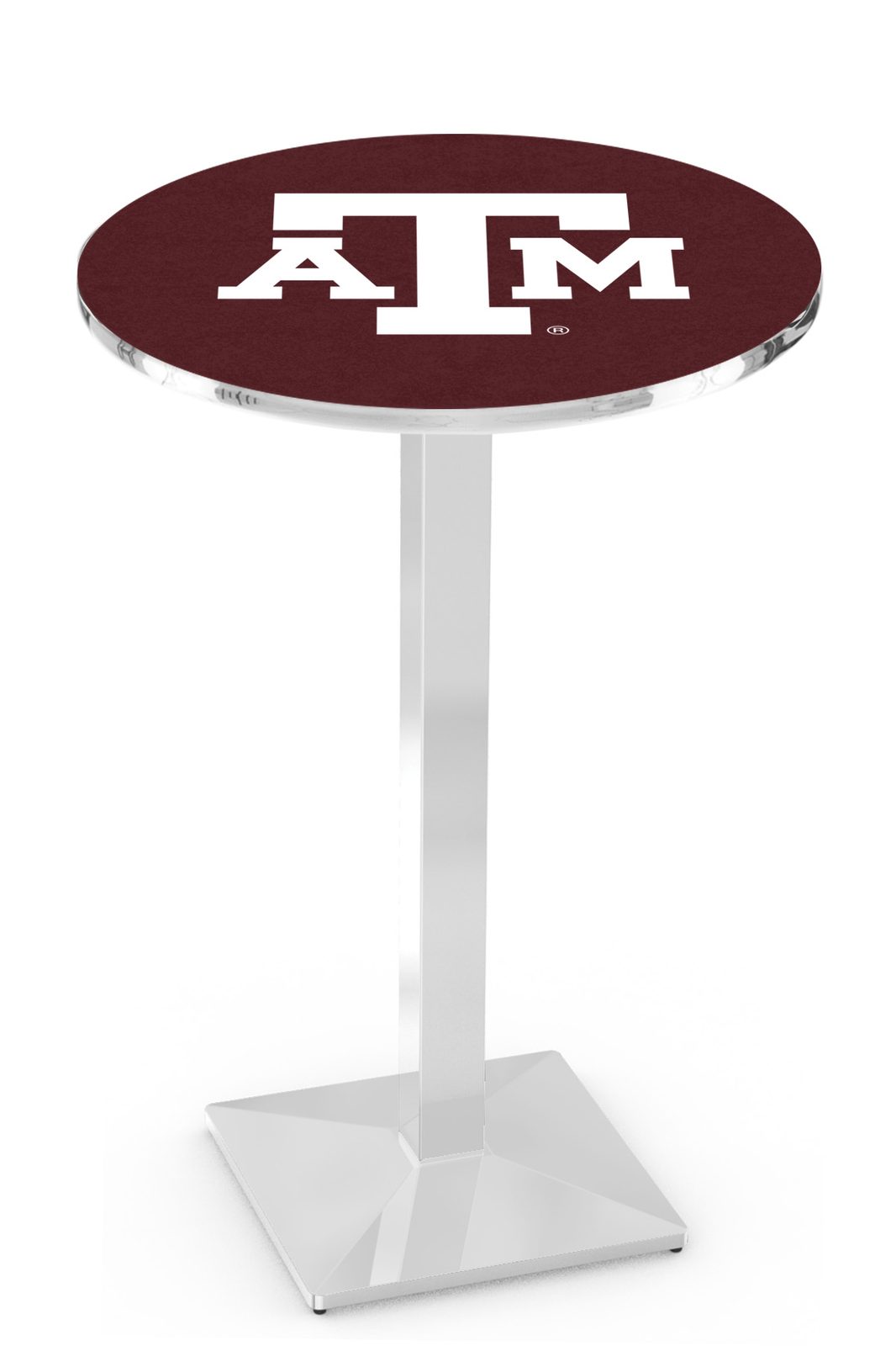 Texas A&M 42-Inch Pub Table with 30-Inch Top, Square Base Base, and Chrome Finish 1 Texas A&M 42-Inch Pub Table with 30-Inch Top, Square Base Base, and Chrome Finish