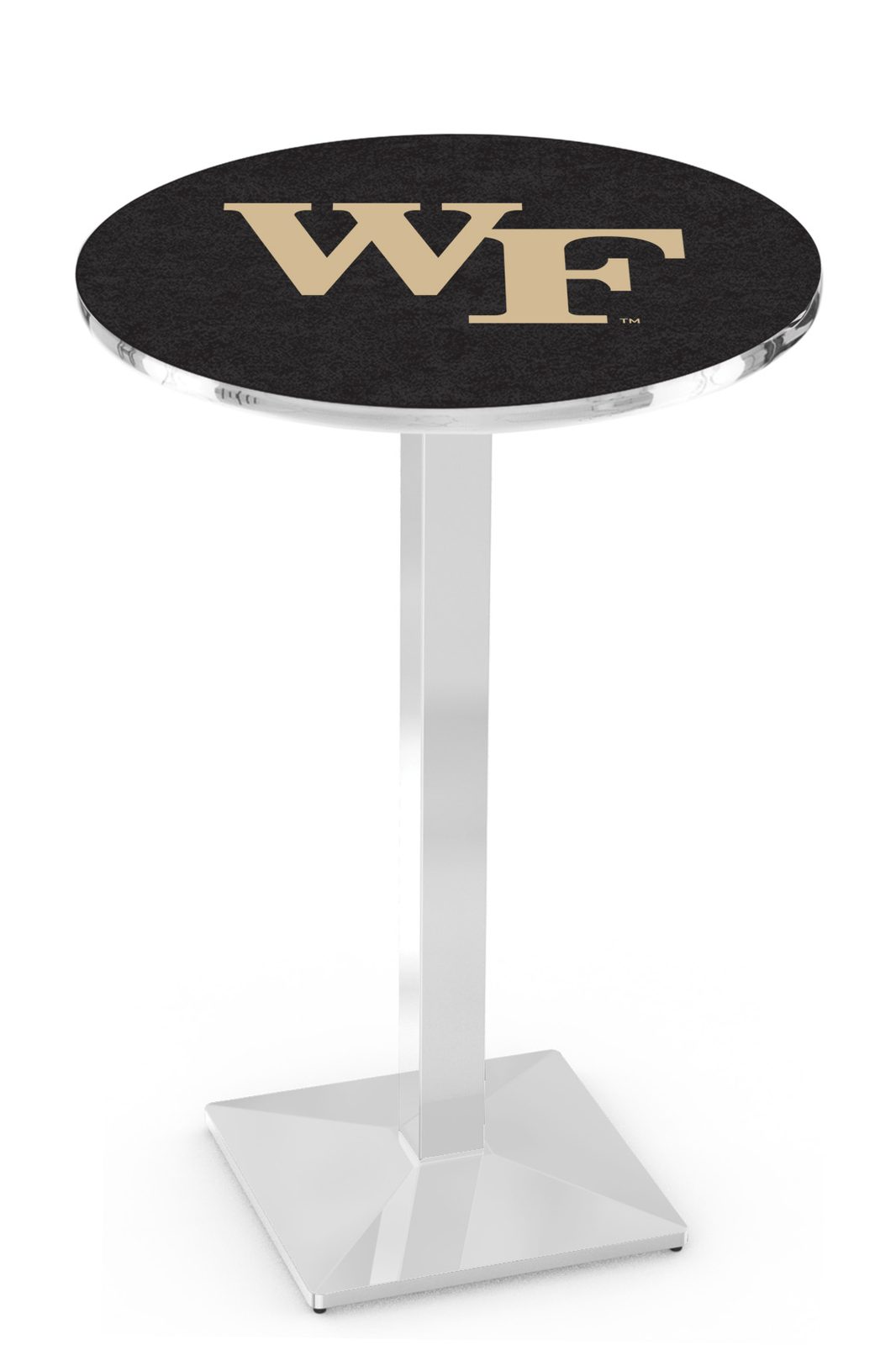 Wake Forest University 42-Inch Pub Table with 36-Inch Top, Square Base Base, and Chrome Finish 1 Wake Forest University 42-Inch Pub Table with 36-Inch Top, Square Base Base, and Chrome Finish