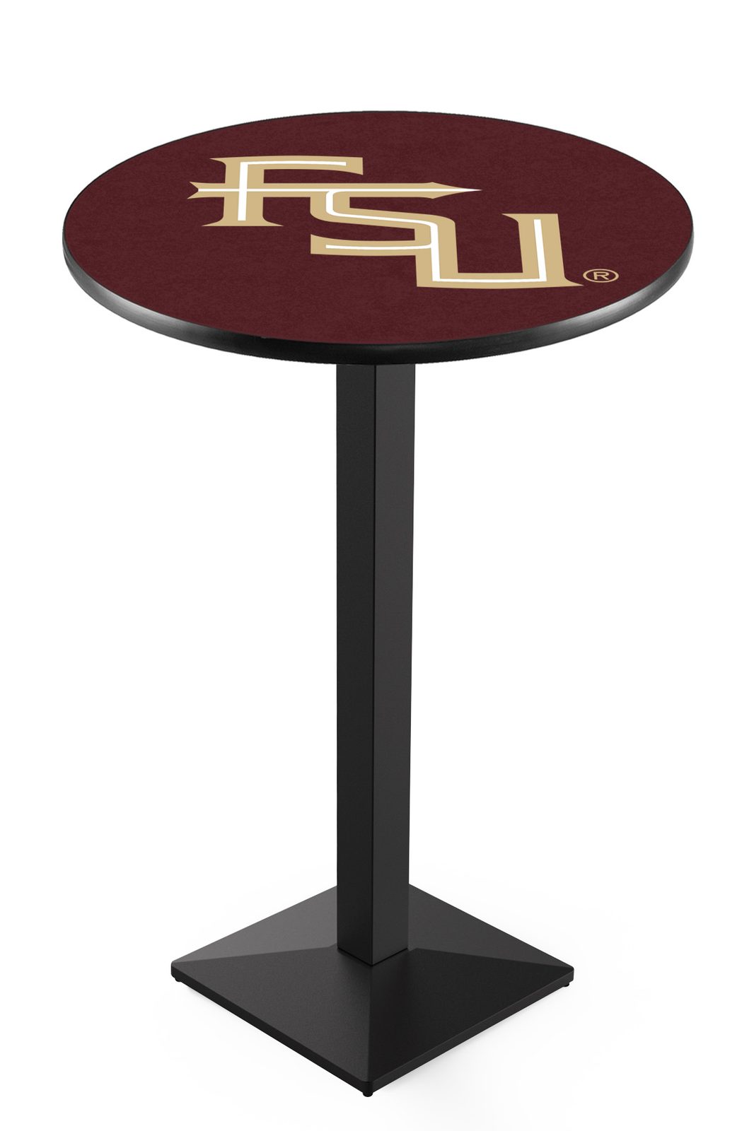 Florida State (Script) 36-Inch Pub Table with 30-Inch Top, Square Base Base, and Black Wrinkle Finish 1 Florida State (Script) 36-Inch Pub Table with 30-Inch Top, Square Base Base, and Black Wrinkle Finish
