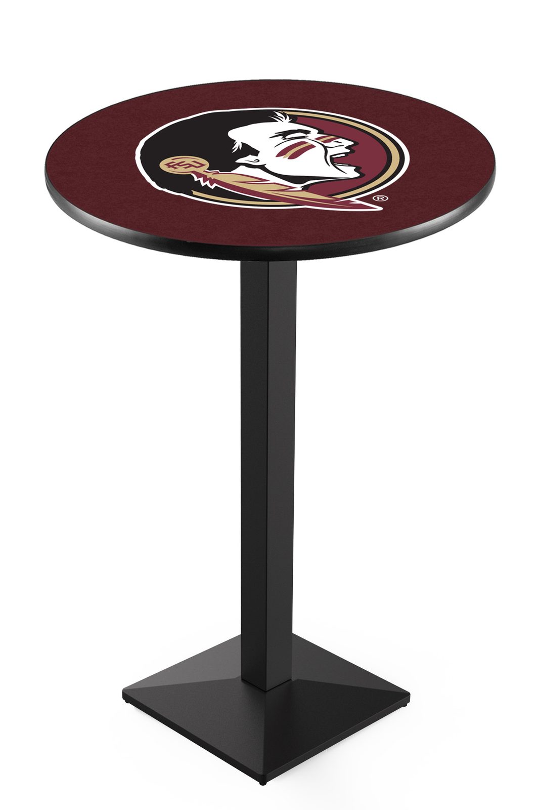 Florida State (Head) 42-Inch Pub Table with 30-Inch Top, Square Base Base, and Black Wrinkle Finish 1 Florida State (Head) 42-Inch Pub Table with 30-Inch Top, Square Base Base, and Black Wrinkle Finish