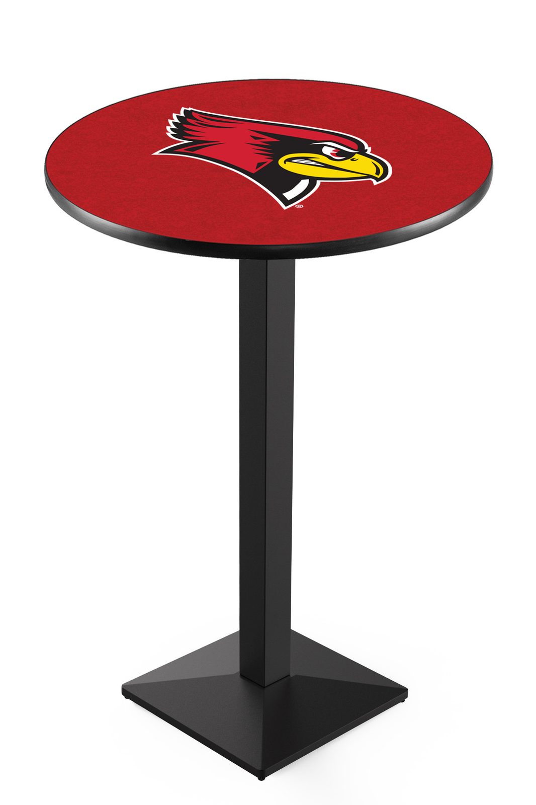 Illinois State University 36-Inch Pub Table with 36-Inch Top, Square Base Base, and Black Wrinkle Finish 1 Illinois State University 36-Inch Pub Table with 36-Inch Top, Square Base Base, and Black Wrinkle Finish