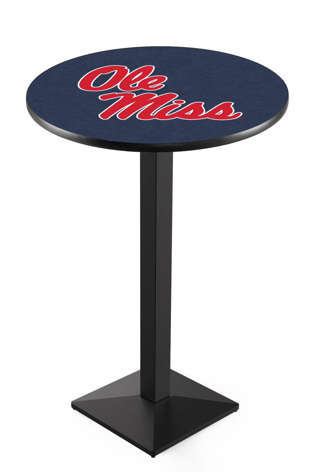 University of Mississippi 36-Inch Pub Table with 30-Inch Top, Square Base Base, and Black Wrinkle Finish 1 University of Mississippi 36-Inch Pub Table with 30-Inch Top, Square Base Base, and Black Wrinkle Finish