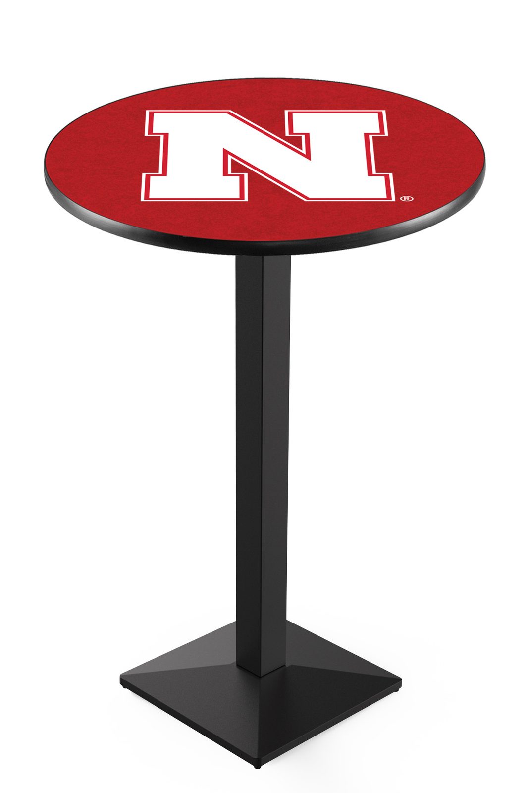 University of Nebraska 42-Inch Pub Table with 30-Inch Top, Square Base Base, and Black Wrinkle Finish 1 University of Nebraska 42-Inch Pub Table with 30-Inch Top, Square Base Base, and Black Wrinkle Finish
