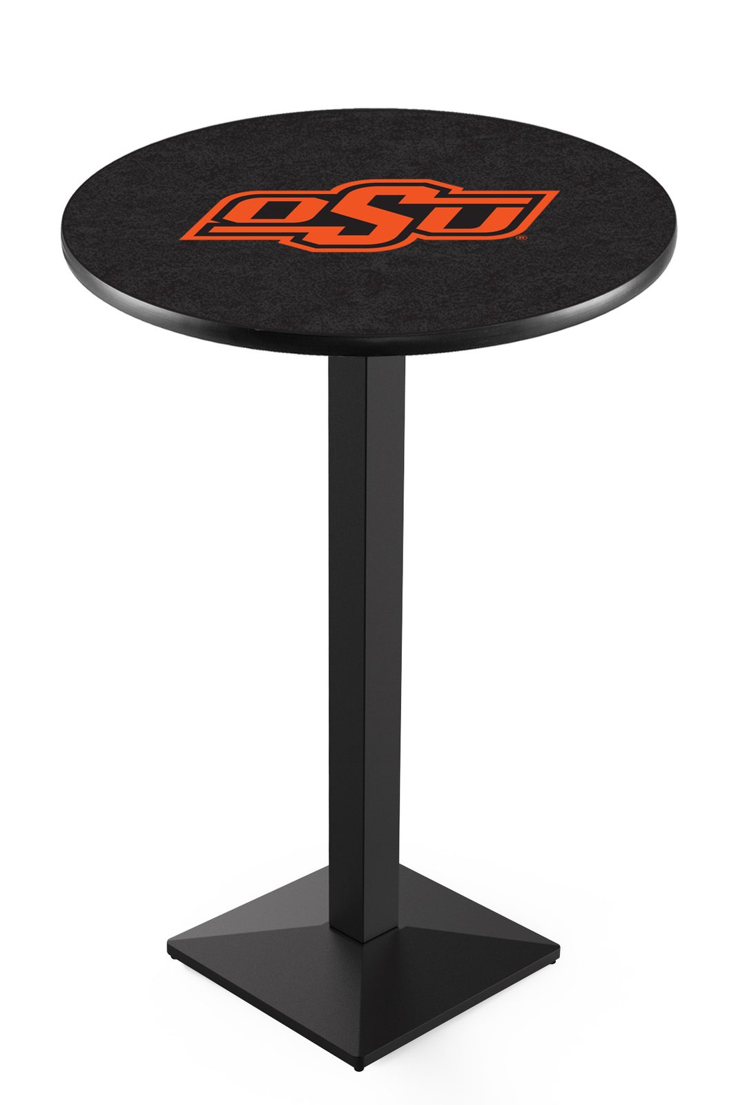 Oklahoma State University 36-Inch Pub Table with 30-Inch Top, Square Base Base, and Black Wrinkle Finish 1 Oklahoma State University 36-Inch Pub Table with 30-Inch Top, Square Base Base, and Black Wrinkle Finish