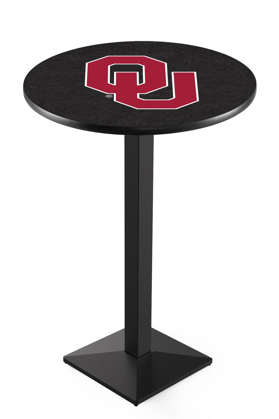Oklahoma University 36-Inch Pub Table with 30-Inch Top, Square Base Base, and Black Wrinkle Finish 1 Oklahoma University 36-Inch Pub Table with 30-Inch Top, Square Base Base, and Black Wrinkle Finish