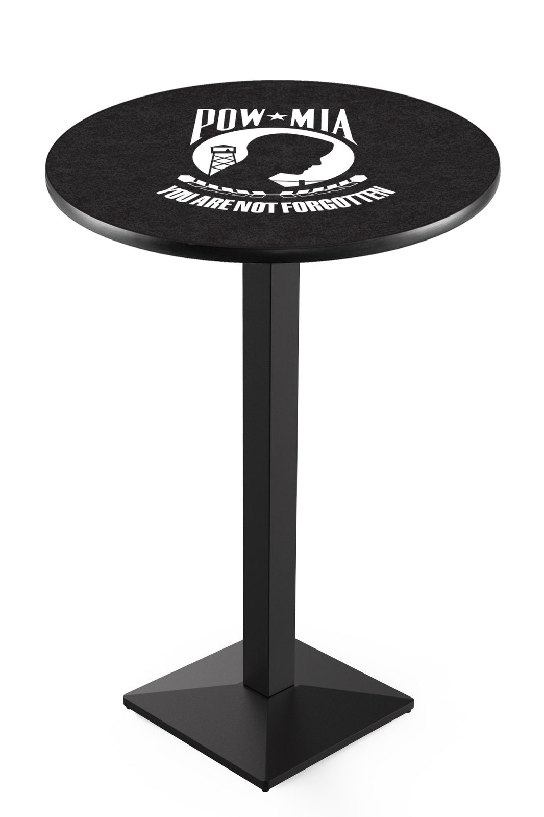 POW/MIA 36-Inch Pub Table with 30-Inch Top, Square Base Base, and Black Wrinkle Finish 1 POW/MIA 36-Inch Pub Table with 30-Inch Top, Square Base Base, and Black Wrinkle Finish