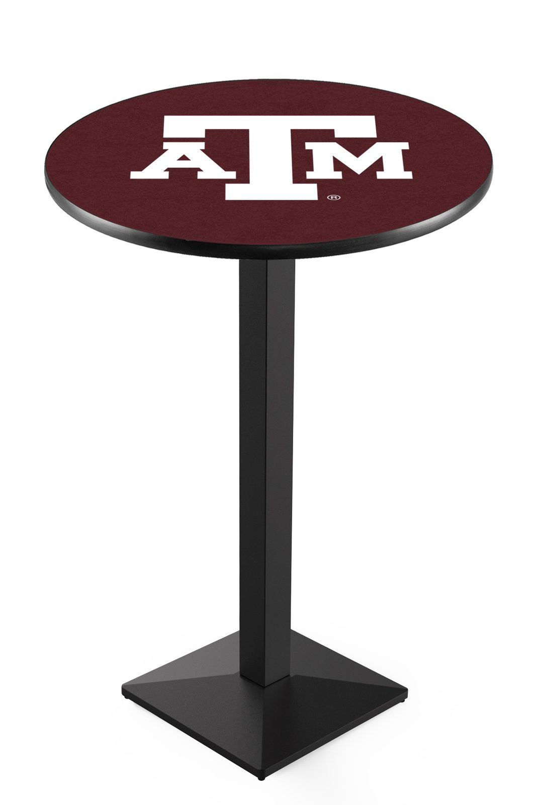 Texas A&M 42-Inch Pub Table with 36-Inch Top, Square Base Base, and Black Wrinkle Finish 1 Texas A&M 42-Inch Pub Table with 36-Inch Top, Square Base Base, and Black Wrinkle Finish