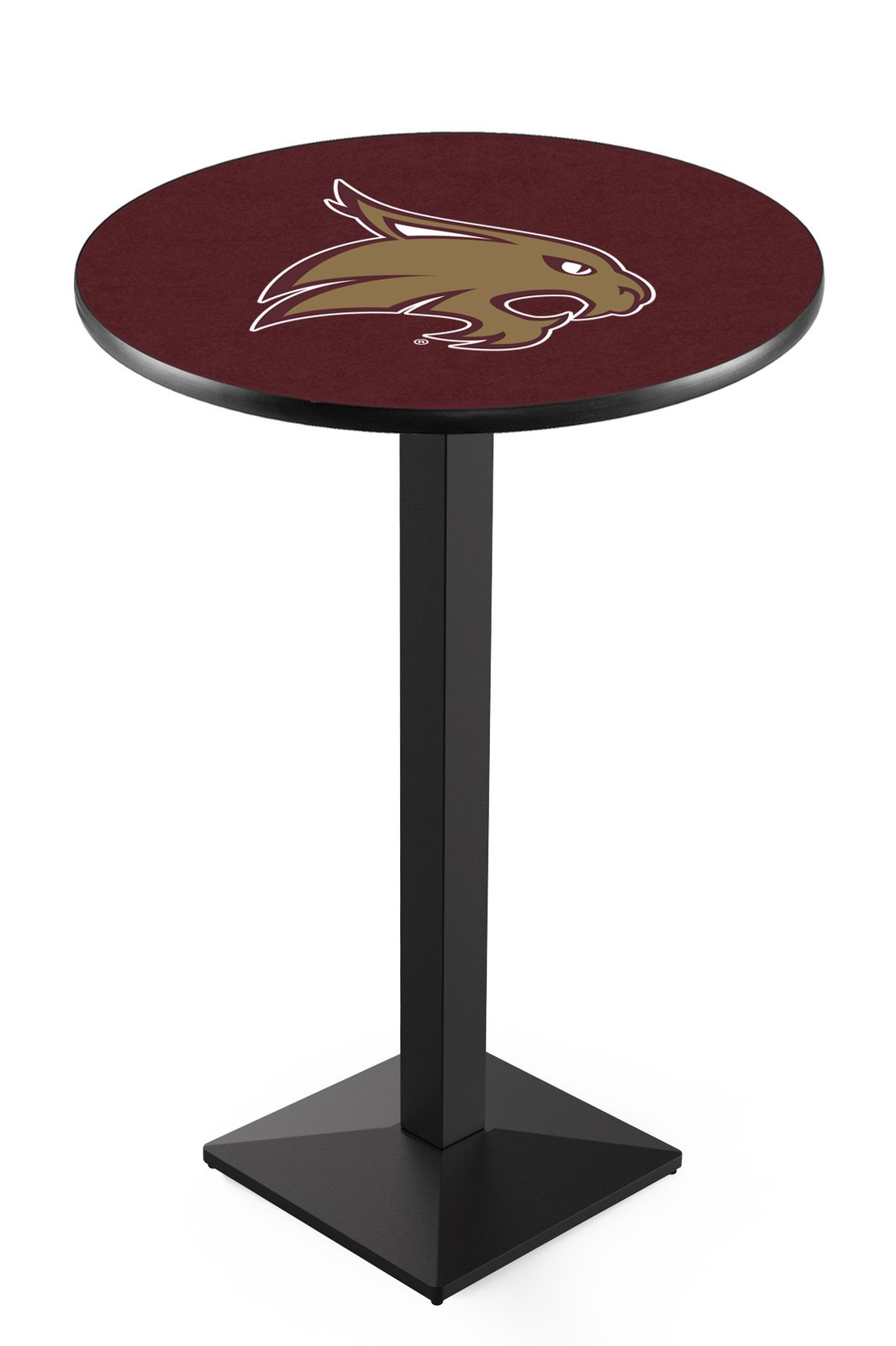 Texas State University 42-Inch Pub Table with 30-Inch Top, Square Base Base, and Black Wrinkle Finish 1 Texas State University 42-Inch Pub Table with 30-Inch Top, Square Base Base, and Black Wrinkle Finish