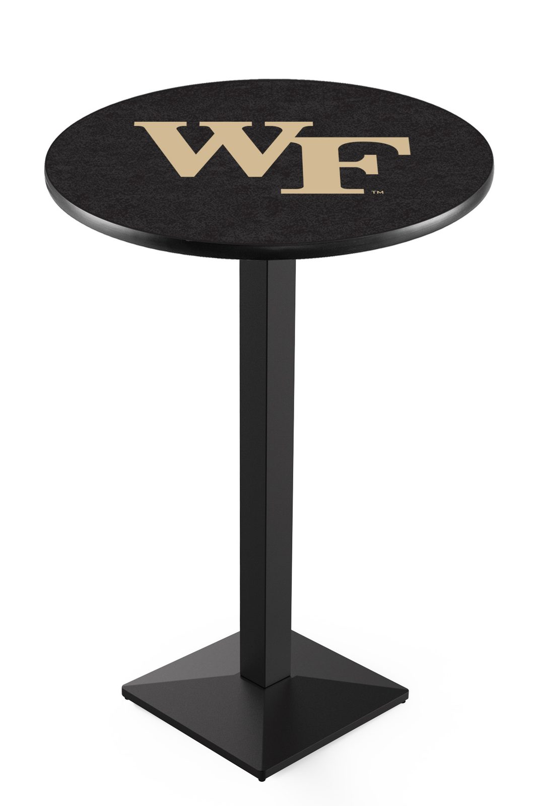 Wake Forest University 36-Inch Pub Table with 36-Inch Top, Square Base Base, and Black Wrinkle Finish 1 Wake Forest University 36-Inch Pub Table with 36-Inch Top, Square Base Base, and Black Wrinkle Finish