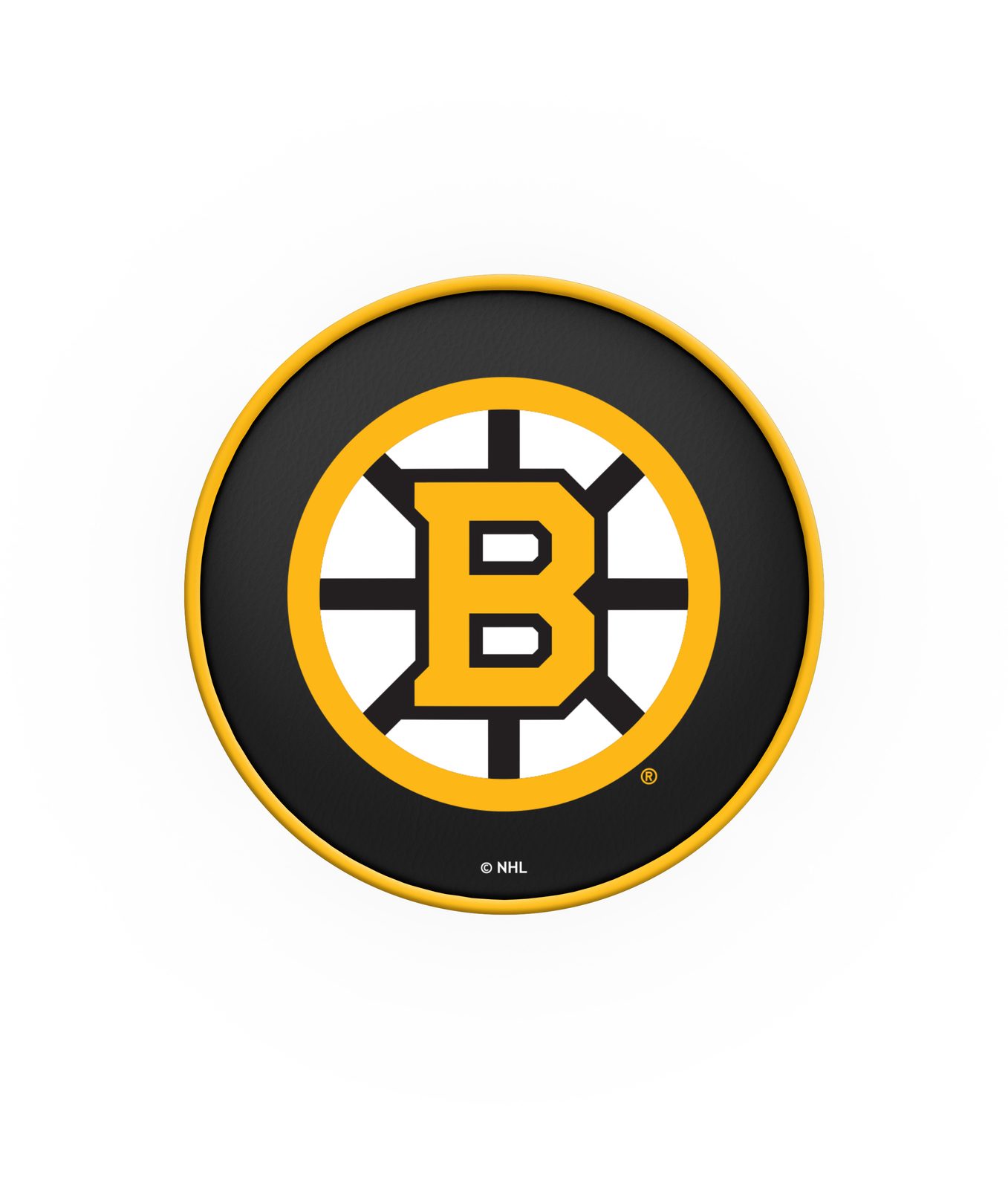 Boston Bruins 25-Inch Swivel Backless Counter Stool w/ Chrome Finish, Double-Ring Base, Cushion Seat 2 Boston Bruins 25-Inch Swivel Backless Counter Stool w/ Chrome Finish, Double-Ring Base, Cushion Seat - Image 2