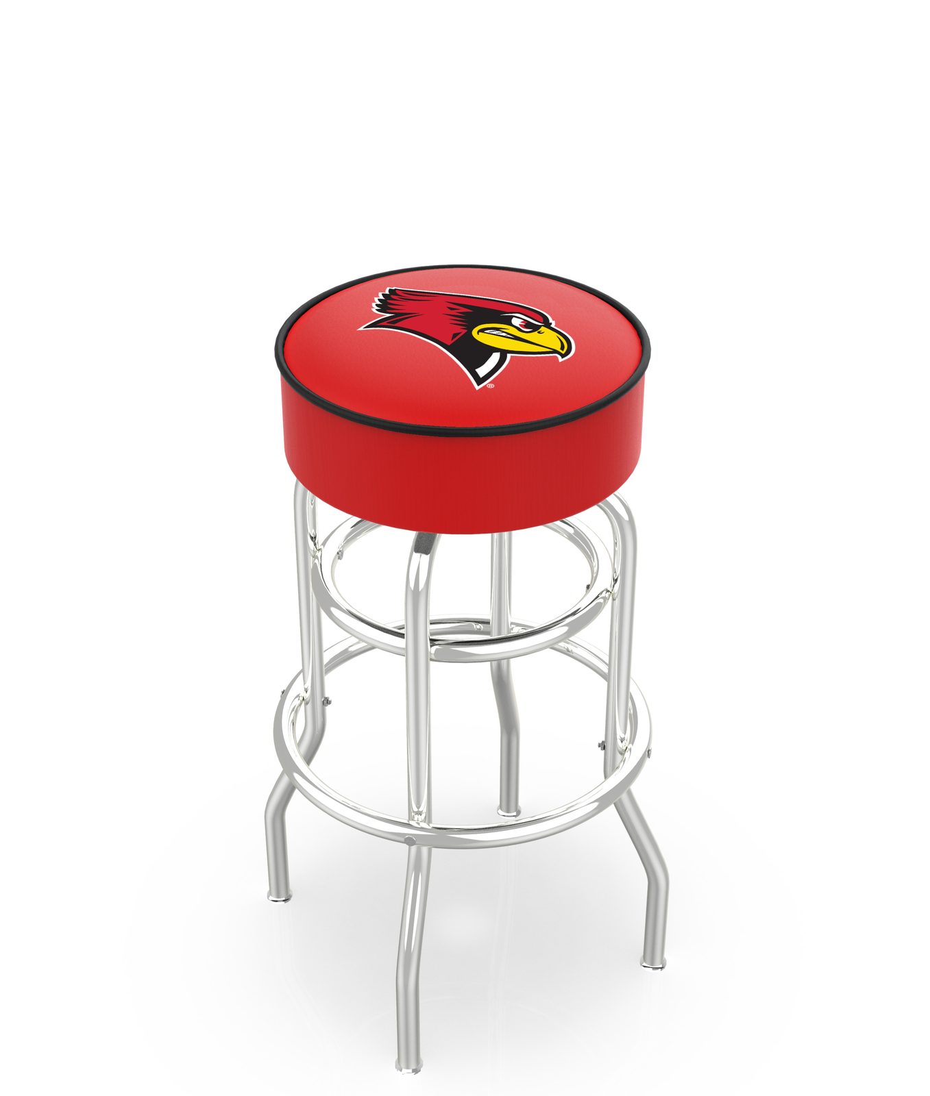 Illinois State University 25-Inch Swivel Backless Counter Stool w/ Chrome Finish, Double-Ring Base, Cushion Seat 1 Illinois State University 25-Inch Swivel Backless Counter Stool w/ Chrome Finish, Double-Ring Base, Cushion Seat