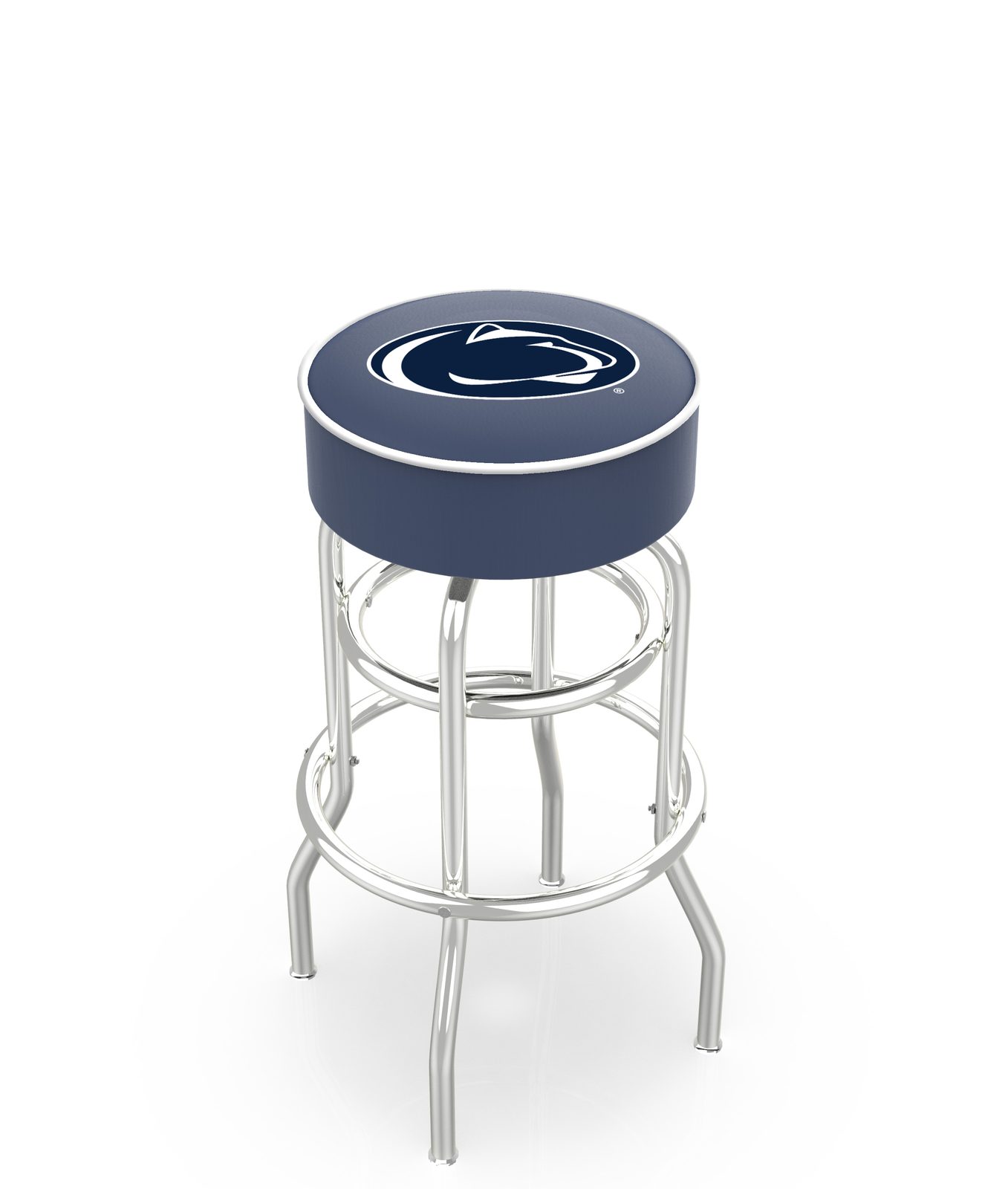 Pennsylvania State University 30-Inch Swivel Backless Bar Stool w/ Chrome Finish, Double-Ring Base, Cushion Seat 1 Pennsylvania State University 30-Inch Swivel Backless Bar Stool w/ Chrome Finish, Double-Ring Base, Cushion Seat