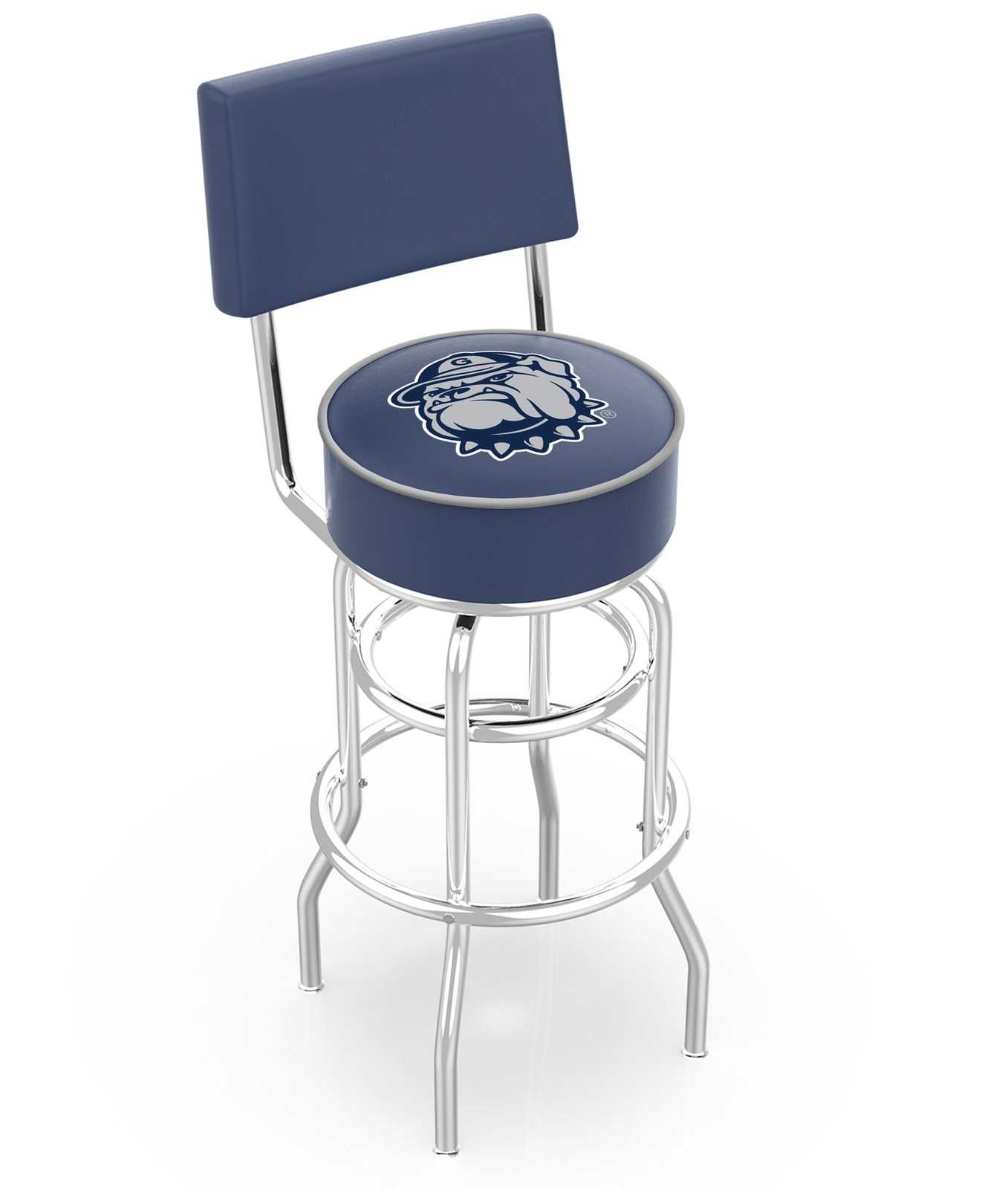Georgetown University 25-Inch Swivel Counter Stool w/ Chrome Finish, Double-Ring Base, Cushioned Back, 5-Inch Cushion Seat 1 Georgetown University 25-Inch Swivel Counter Stool w/ Chrome Finish, Double-Ring Base, Cushioned Back, 5-Inch Cushion Seat