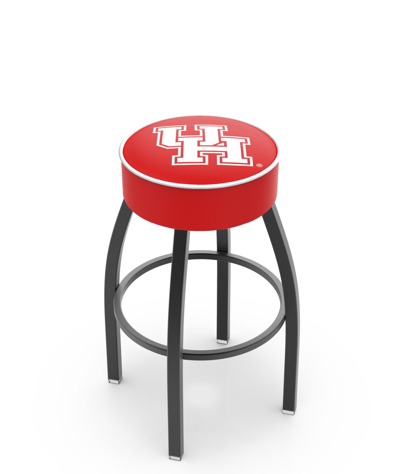 University of Houston 25-Inch Swivel Backless Counter Stool w/ Black Wrinkle Finish, Single-Ring Base, 5-Inch Scooped Cushion Seat 1 University of Houston 25-Inch Swivel Backless Counter Stool w/ Black Wrinkle Finish, Single-Ring Base, 5-Inch Scooped Cushion Seat