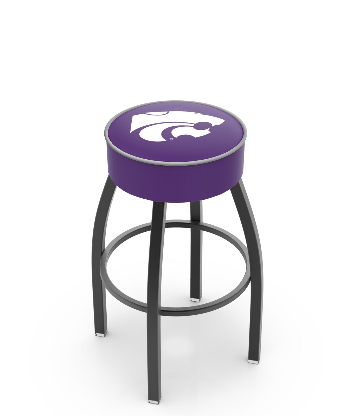 Kansas State University 25-Inch Swivel Backless Counter Stool w/ Black Wrinkle Finish, Single-Ring Base, 5-Inch Scooped Cushion Seat 1 Kansas State University 25-Inch Swivel Backless Counter Stool w/ Black Wrinkle Finish, Single-Ring Base, 5-Inch Scooped Cushion Seat