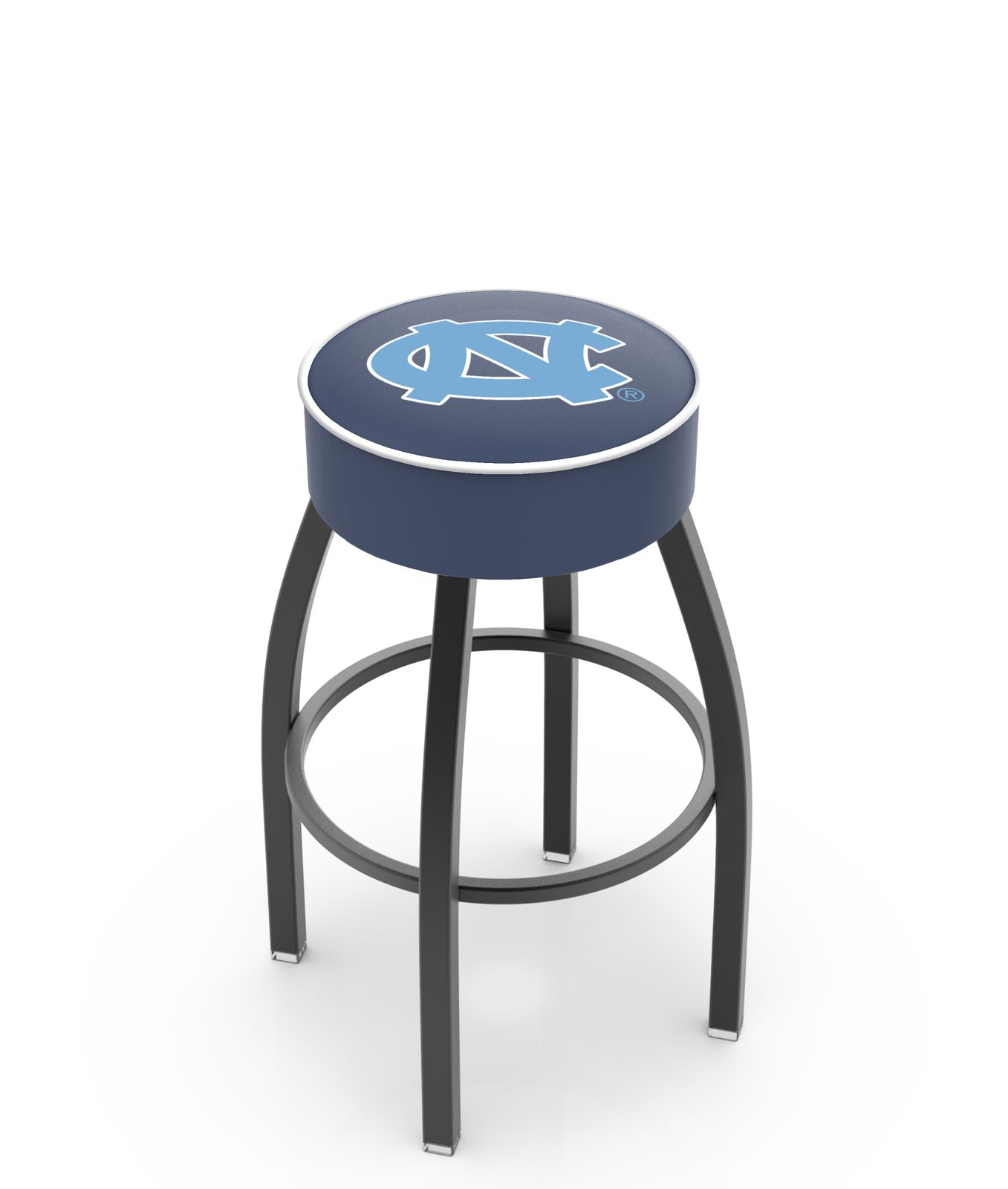 University of North Carolina 25-Inch Swivel Backless Counter Stool w/ Black Wrinkle Finish, Single-Ring Base, 5-Inch Scooped Cushion Seat 1 University of North Carolina 25-Inch Swivel Backless Counter Stool w/ Black Wrinkle Finish, Single-Ring Base, 5-Inch Scooped Cushion Seat