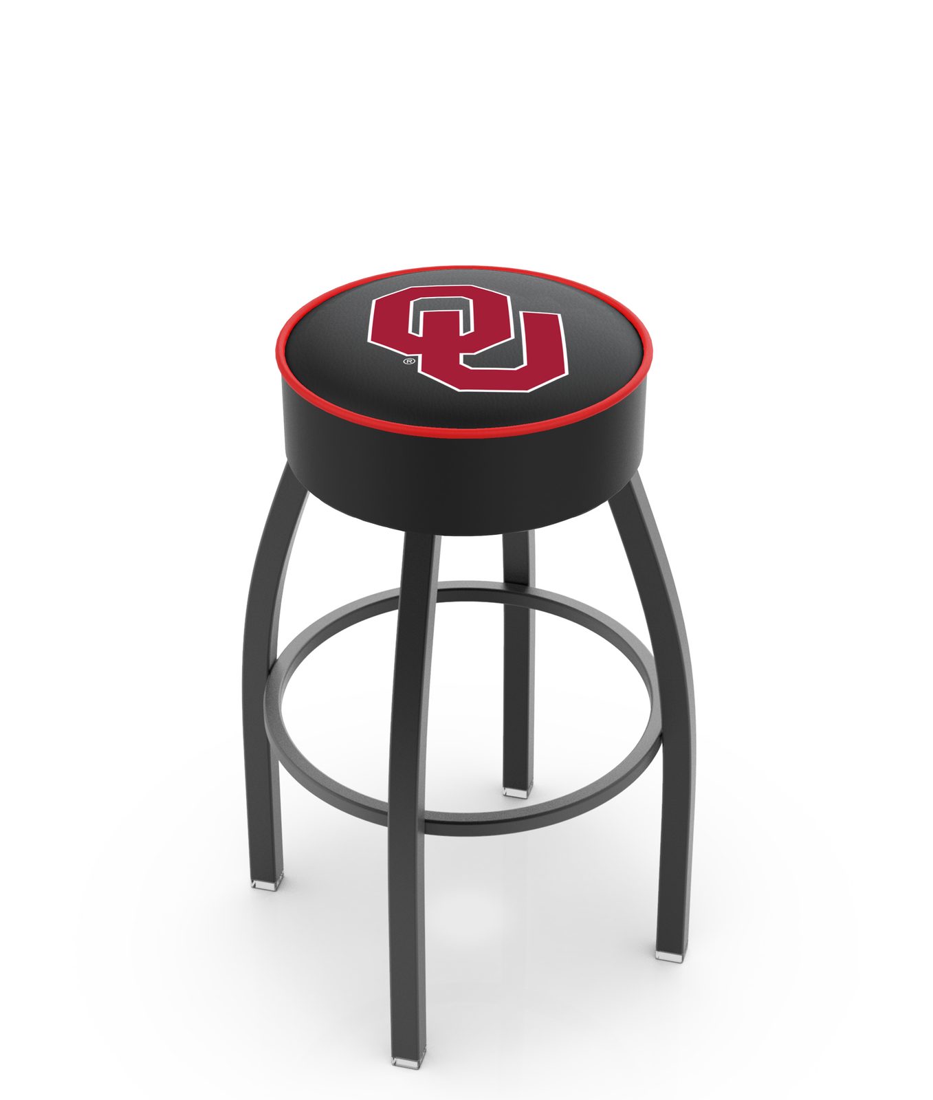Oklahoma University 25-Inch Swivel Backless Counter Stool w/ Black Wrinkle Finish, Single-Ring Base, 5-Inch Scooped Cushion Seat 1 Oklahoma University 25-Inch Swivel Backless Counter Stool w/ Black Wrinkle Finish, Single-Ring Base, 5-Inch Scooped Cushion Seat
