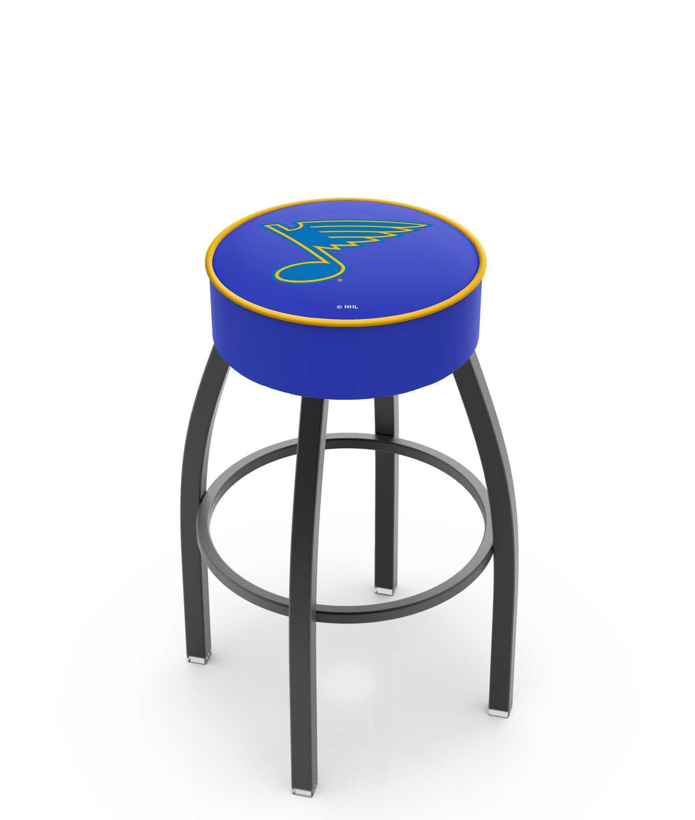 St Louis Blues 25-Inch Swivel Backless Counter Stool w/ Black Wrinkle Finish, Single-Ring Base, 5-Inch Scooped Cushion Seat 1 St Louis Blues 25-Inch Swivel Backless Counter Stool w/ Black Wrinkle Finish, Single-Ring Base, 5-Inch Scooped Cushion Seat