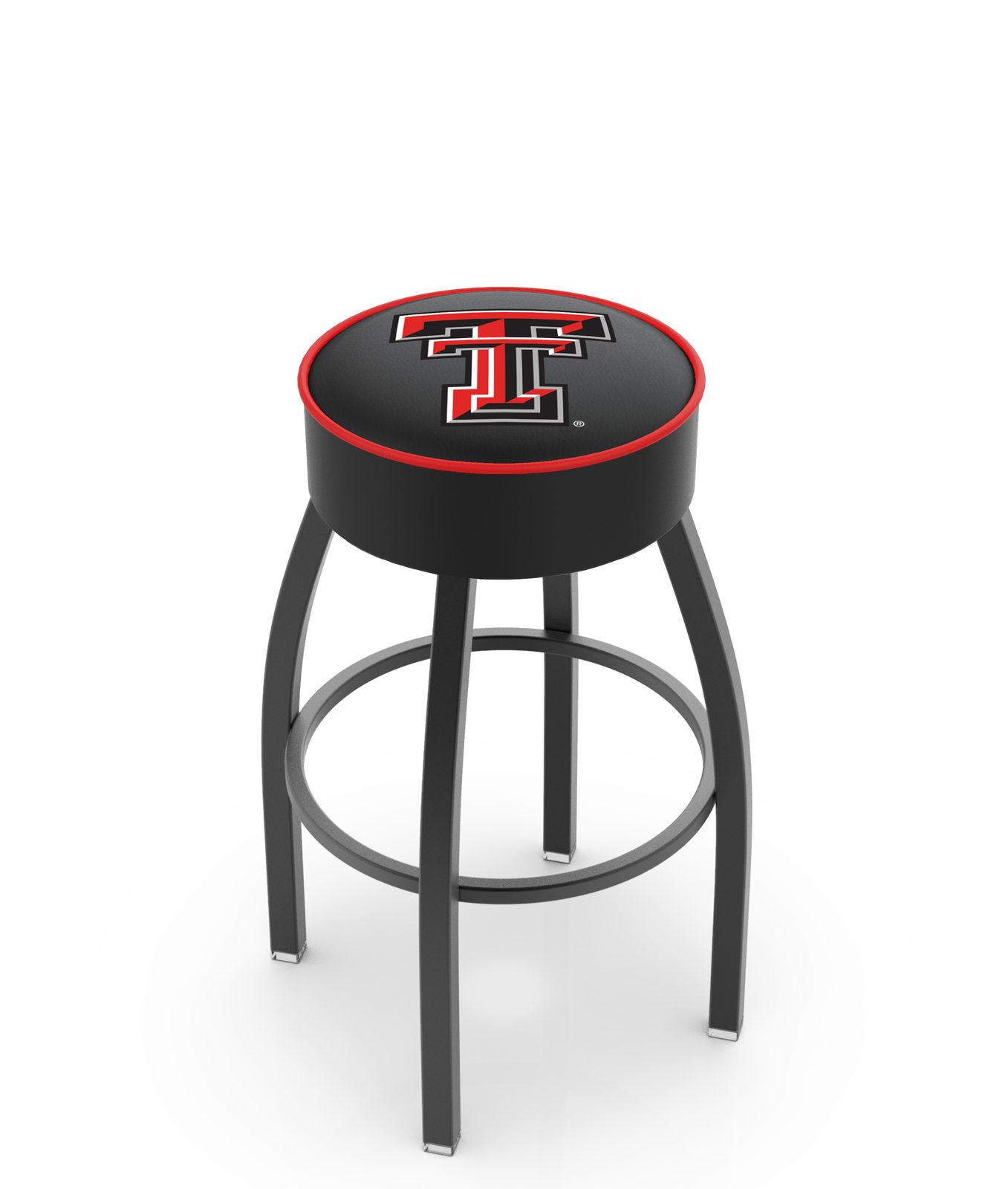 Texas Tech University 30-Inch Swivel Backless Bar Stool w/ Black Wrinkle Finish, Single-Ring Base, 5-Inch Scooped Cushion Seat 1 Texas Tech University 30-Inch Swivel Backless Bar Stool w/ Black Wrinkle Finish, Single-Ring Base, 5-Inch Scooped Cushion Seat