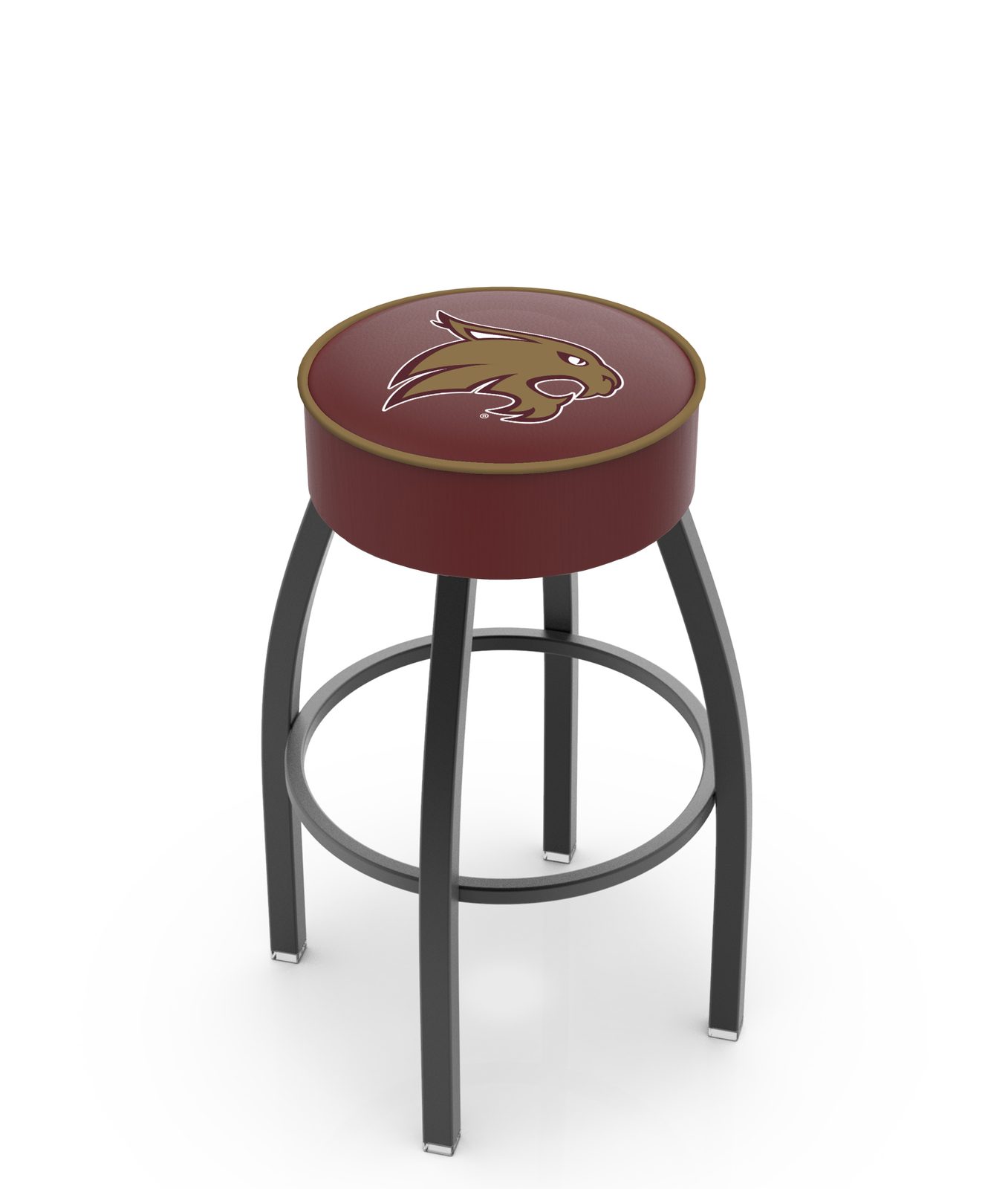 Texas State University 25-Inch Swivel Backless Counter Stool w/ Black Wrinkle Finish, Single-Ring Base, 5-Inch Scooped Cushion Seat 1 Texas State University 25-Inch Swivel Backless Counter Stool w/ Black Wrinkle Finish, Single-Ring Base, 5-Inch Scooped Cushion Seat