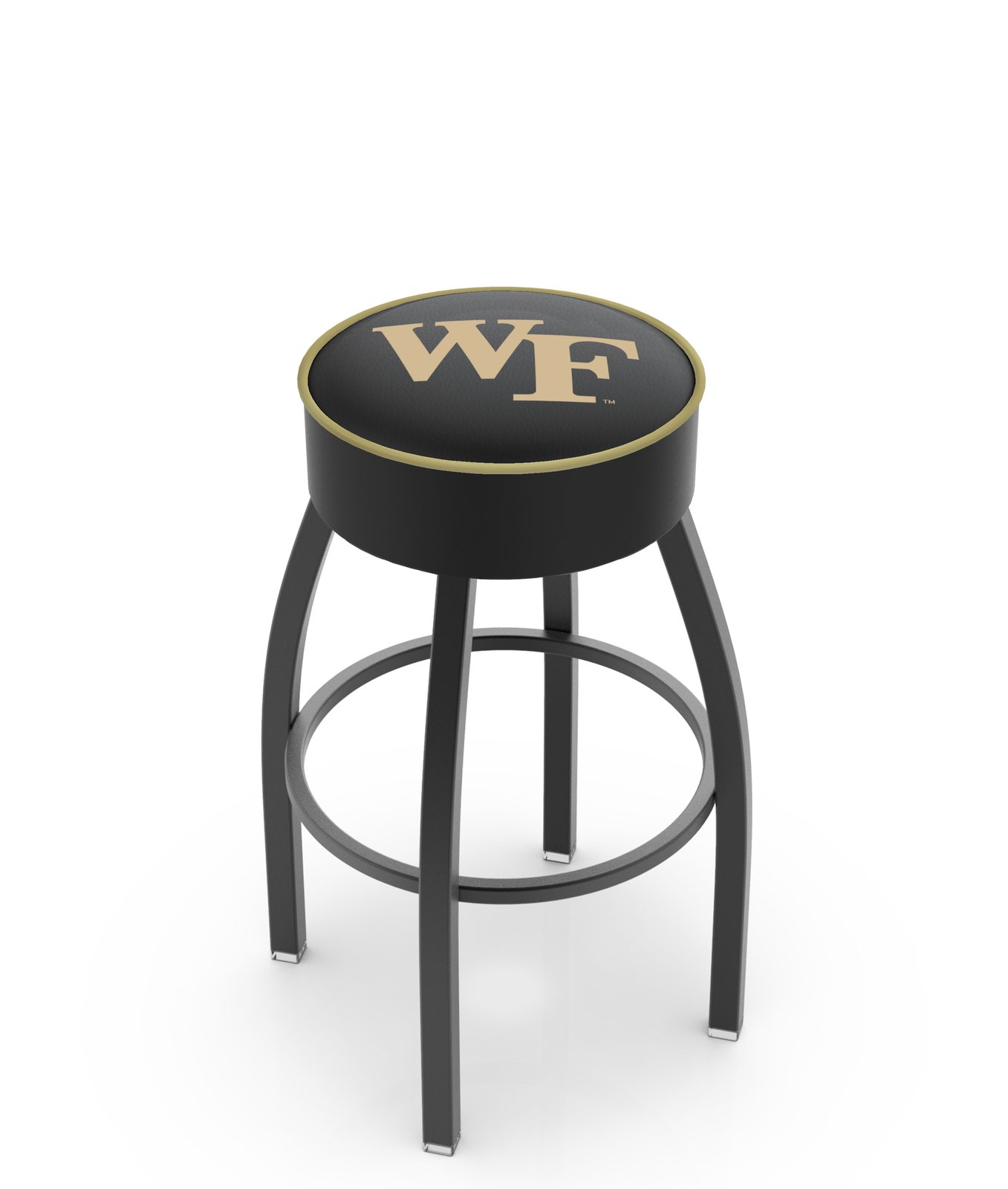 Wake Forest University 25-Inch Swivel Backless Counter Stool w/ Black Wrinkle Finish, Single-Ring Base, 5-Inch Scooped Cushion Seat 1 Wake Forest University 25-Inch Swivel Backless Counter Stool w/ Black Wrinkle Finish, Single-Ring Base, 5-Inch Scooped Cushion Seat