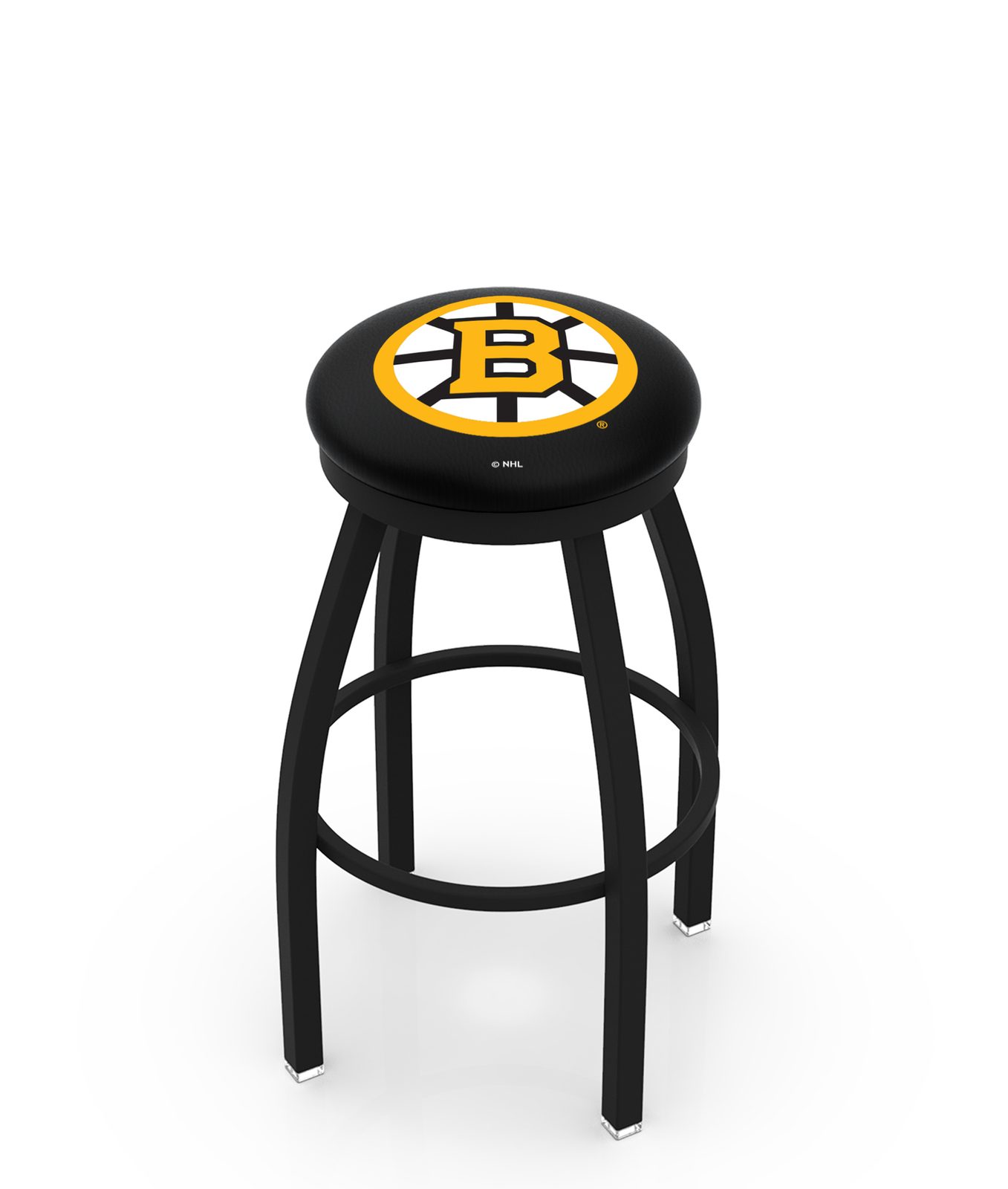 Boston Bruins 25-Inch Swivel Backless Counter Stool w/ Black Wrinkle Finish, Single-Ring Base, 2-Inch Black Wrinkle Ring, 2.5-Inch Cushion Seat 1 Boston Bruins 25-Inch Swivel Backless Counter Stool w/ Black Wrinkle Finish, Single-Ring Base, 2-Inch Black Wrinkle Ring, 2.5-Inch Cushion Seat