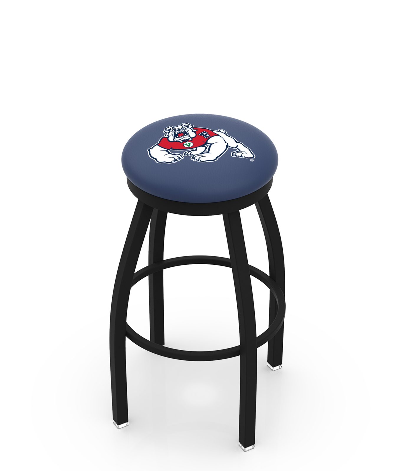 Fresno State University 25-Inch Swivel Backless Counter Stool w/ Black Wrinkle Finish, Single-Ring Base, 2-Inch Black Wrinkle Ring, 2.5-Inch Cushion Seat 1 Fresno State University 25-Inch Swivel Backless Counter Stool w/ Black Wrinkle Finish, Single-Ring Base, 2-Inch Black Wrinkle Ring, 2.5-Inch Cushion Seat