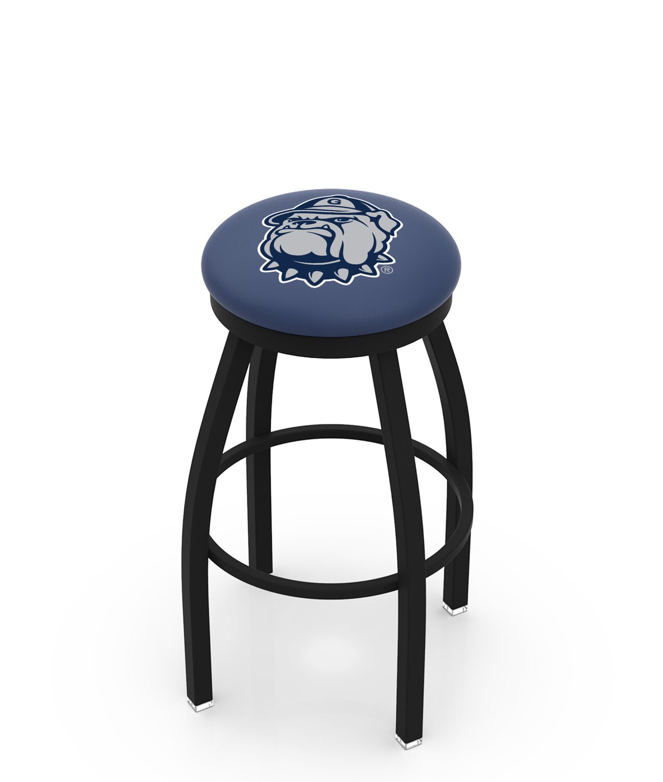 Georgetown University 30-Inch Swivel Backless Bar Stool w/ Black Wrinkle Finish, Single-Ring Base, 2-Inch Black Wrinkle Ring, 2.5-Inch Cushion Seat 1 Georgetown University 30-Inch Swivel Backless Bar Stool w/ Black Wrinkle Finish, Single-Ring Base, 2-Inch Black Wrinkle Ring, 2.5-Inch Cushion Seat