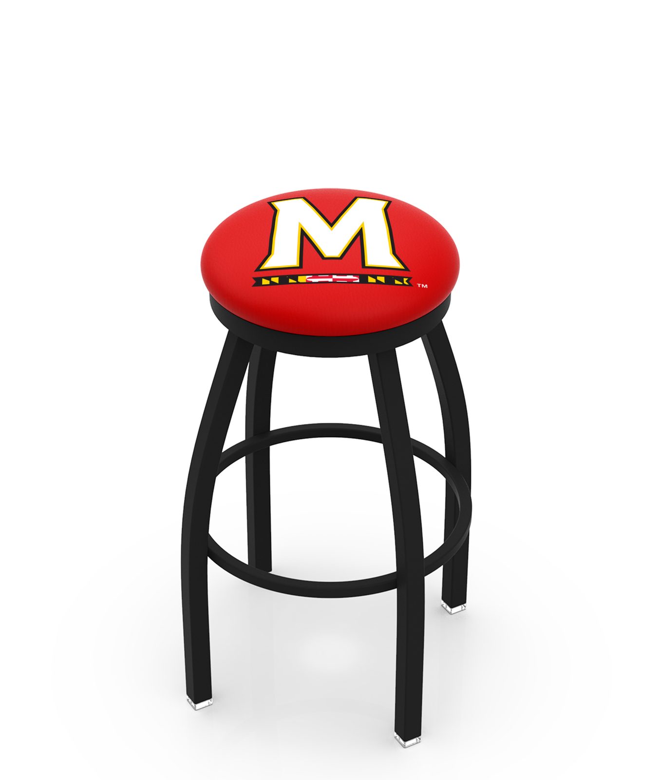 University of Maryland 25-Inch Swivel Backless Counter Stool w/ Black Wrinkle Finish, Single-Ring Base, 2-Inch Black Wrinkle Ring, 2.5-Inch Cushion Seat 1 University of Maryland 25-Inch Swivel Backless Counter Stool w/ Black Wrinkle Finish, Single-Ring Base, 2-Inch Black Wrinkle Ring, 2.5-Inch Cushion Seat