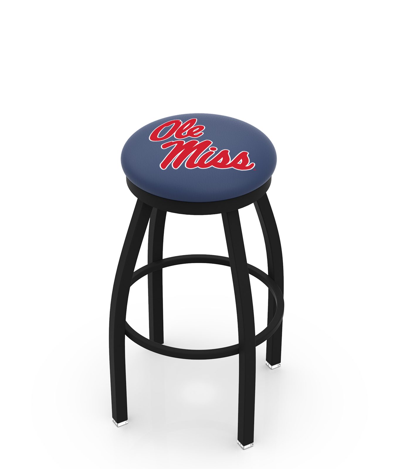 University of Mississippi 25-Inch Swivel Backless Counter Stool w/ Black Wrinkle Finish, Single-Ring Base, 2-Inch Black Wrinkle Ring, 2.5-Inch Cushion Seat 1 University of Mississippi 25-Inch Swivel Backless Counter Stool w/ Black Wrinkle Finish, Single-Ring Base, 2-Inch Black Wrinkle Ring, 2.5-Inch Cushion Seat