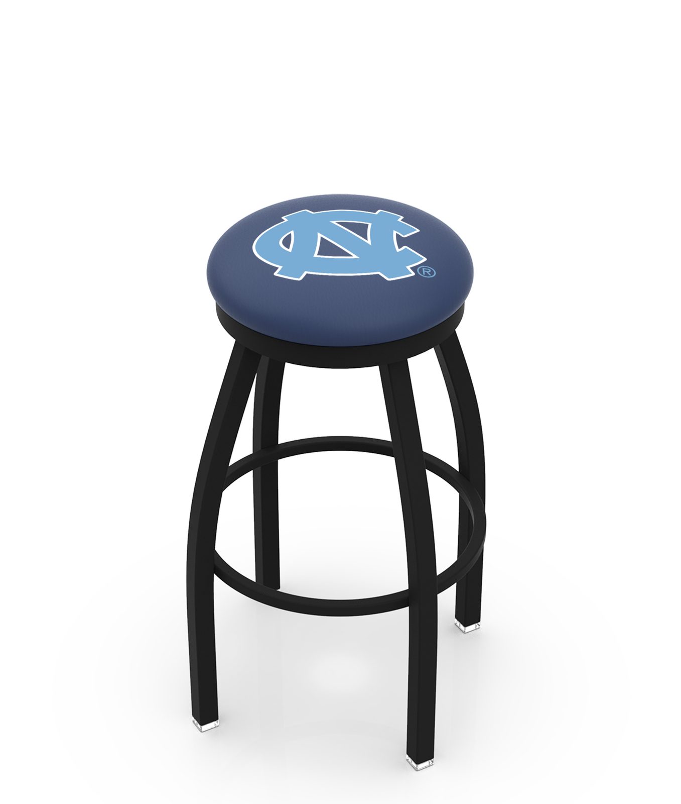University of North Carolina 25-Inch Swivel Backless Counter Stool w/ Black Wrinkle Finish, Single-Ring Base, 2-Inch Black Wrinkle Ring, 2.5-Inch Cushion Seat 1 University of North Carolina 25-Inch Swivel Backless Counter Stool w/ Black Wrinkle Finish, Single-Ring Base, 2-Inch Black Wrinkle Ring, 2.5-Inch Cushion Seat