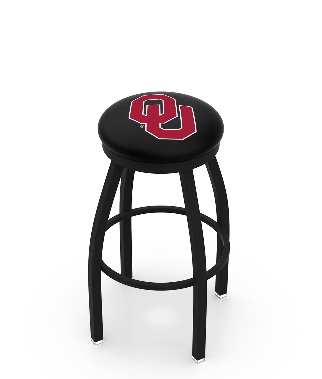 Oklahoma University 25-Inch Swivel Backless Counter Stool w/ Black Wrinkle Finish, Single-Ring Base, 2-Inch Black Wrinkle Ring, 2.5-Inch Cushion Seat 1 Oklahoma University 25-Inch Swivel Backless Counter Stool w/ Black Wrinkle Finish, Single-Ring Base, 2-Inch Black Wrinkle Ring, 2.5-Inch Cushion Seat