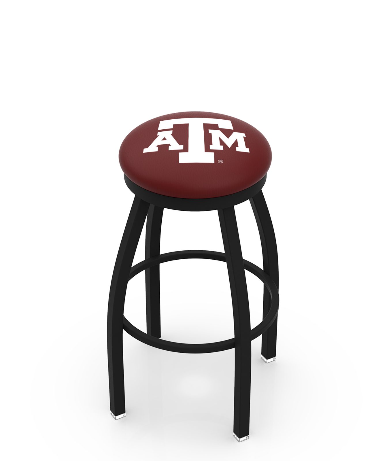 Texas A&M 30-Inch Swivel Backless Bar Stool w/ Black Wrinkle Finish, Single-Ring Base, 2-Inch Black Wrinkle Ring, 2.5-Inch Cushion Seat 1 Texas A&M 30-Inch Swivel Backless Bar Stool w/ Black Wrinkle Finish, Single-Ring Base, 2-Inch Black Wrinkle Ring, 2.5-Inch Cushion Seat