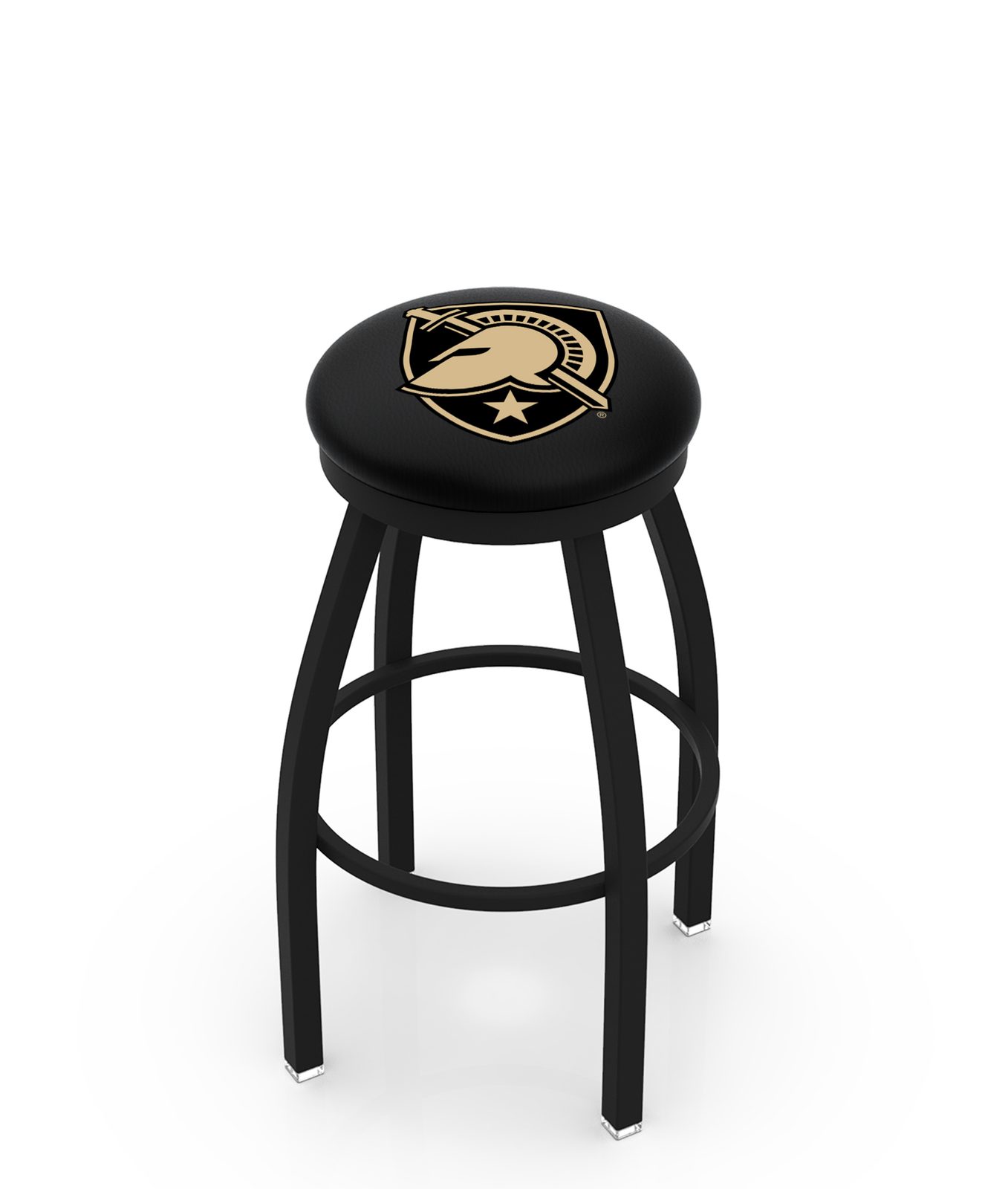 US Military Academy 25-Inch Swivel Backless Counter Stool w/ Black Wrinkle Finish, Single-Ring Base, 2-Inch Black Wrinkle Ring, 2.5-Inch Cushion Seat 1 US Military Academy 25-Inch Swivel Backless Counter Stool w/ Black Wrinkle Finish, Single-Ring Base, 2-Inch Black Wrinkle Ring, 2.5-Inch Cushion Seat