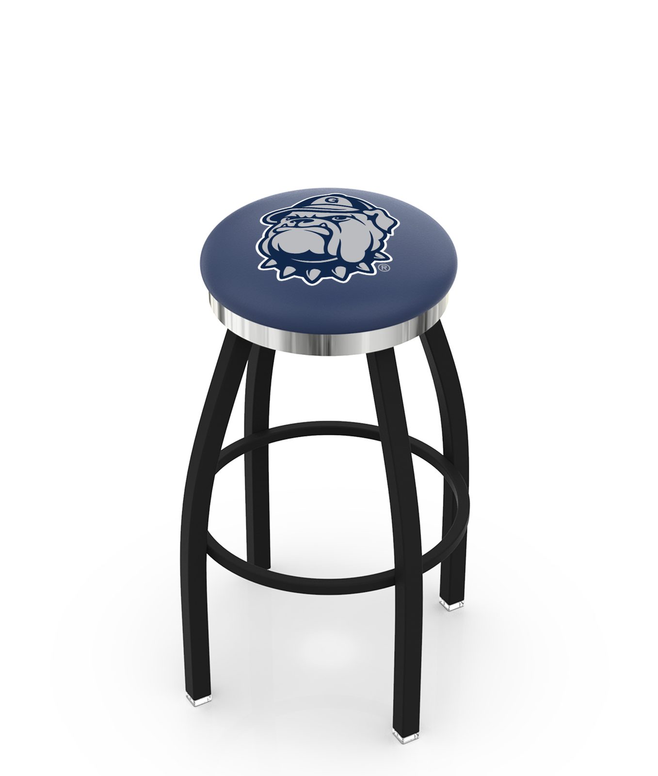 Georgetown University 25-Inch Swivel Backless Counter Stool w/ Black Wrinkle Finish, Single-Ring Base, 2-Inch Chrome Ring, 2.5-Inch Cushion Seat 1 Georgetown University 25-Inch Swivel Backless Counter Stool w/ Black Wrinkle Finish, Single-Ring Base, 2-Inch Chrome Ring, 2.5-Inch Cushion Seat