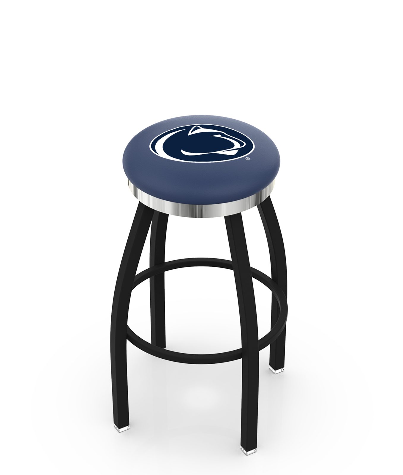 Pennsylvania State University 25-Inch Swivel Backless Counter Stool w/ Black Wrinkle Finish, Single-Ring Base, 2-Inch Chrome Ring, 2.5-Inch Cushion Seat 1 Pennsylvania State University 25-Inch Swivel Backless Counter Stool w/ Black Wrinkle Finish, Single-Ring Base, 2-Inch Chrome Ring, 2.5-Inch Cushion Seat