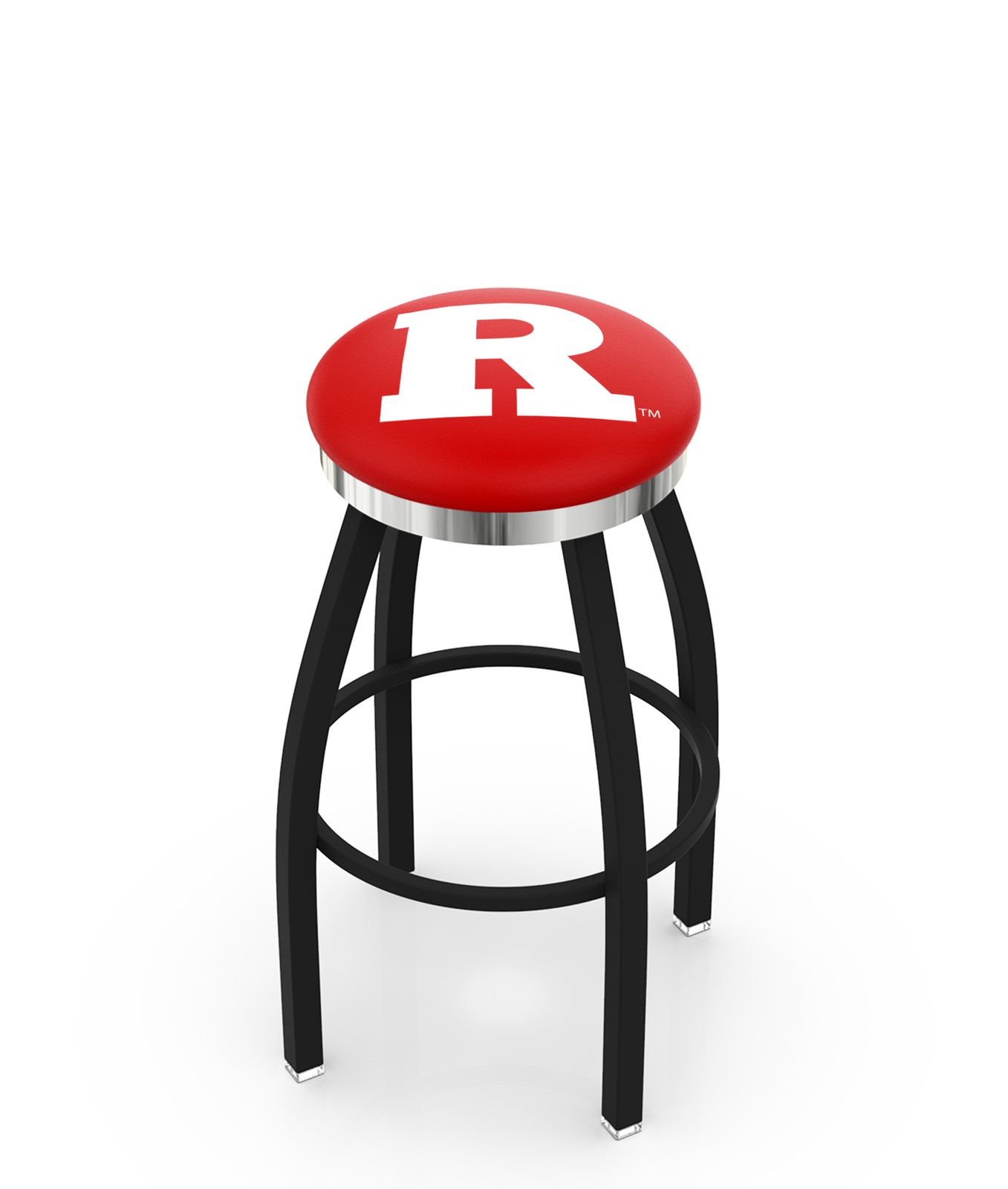 Rutgers University 25-Inch Swivel Backless Counter Stool w/ Black Wrinkle Finish, Single-Ring Base, 2-Inch Chrome Ring, 2.5-Inch Cushion Seat 1 Rutgers University 25-Inch Swivel Backless Counter Stool w/ Black Wrinkle Finish, Single-Ring Base, 2-Inch Chrome Ring, 2.5-Inch Cushion Seat
