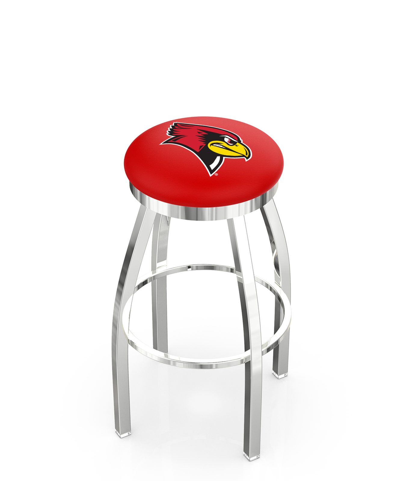 Illinois State University 30-Inch Swivel Backless Bar Stool w/ Chrome Finish, Single-Ring Base, 2-Inch Chrome Ring, 2.5-Inch Cushion Seat 1 Illinois State University 30-Inch Swivel Backless Bar Stool w/ Chrome Finish, Single-Ring Base, 2-Inch Chrome Ring, 2.5-Inch Cushion Seat