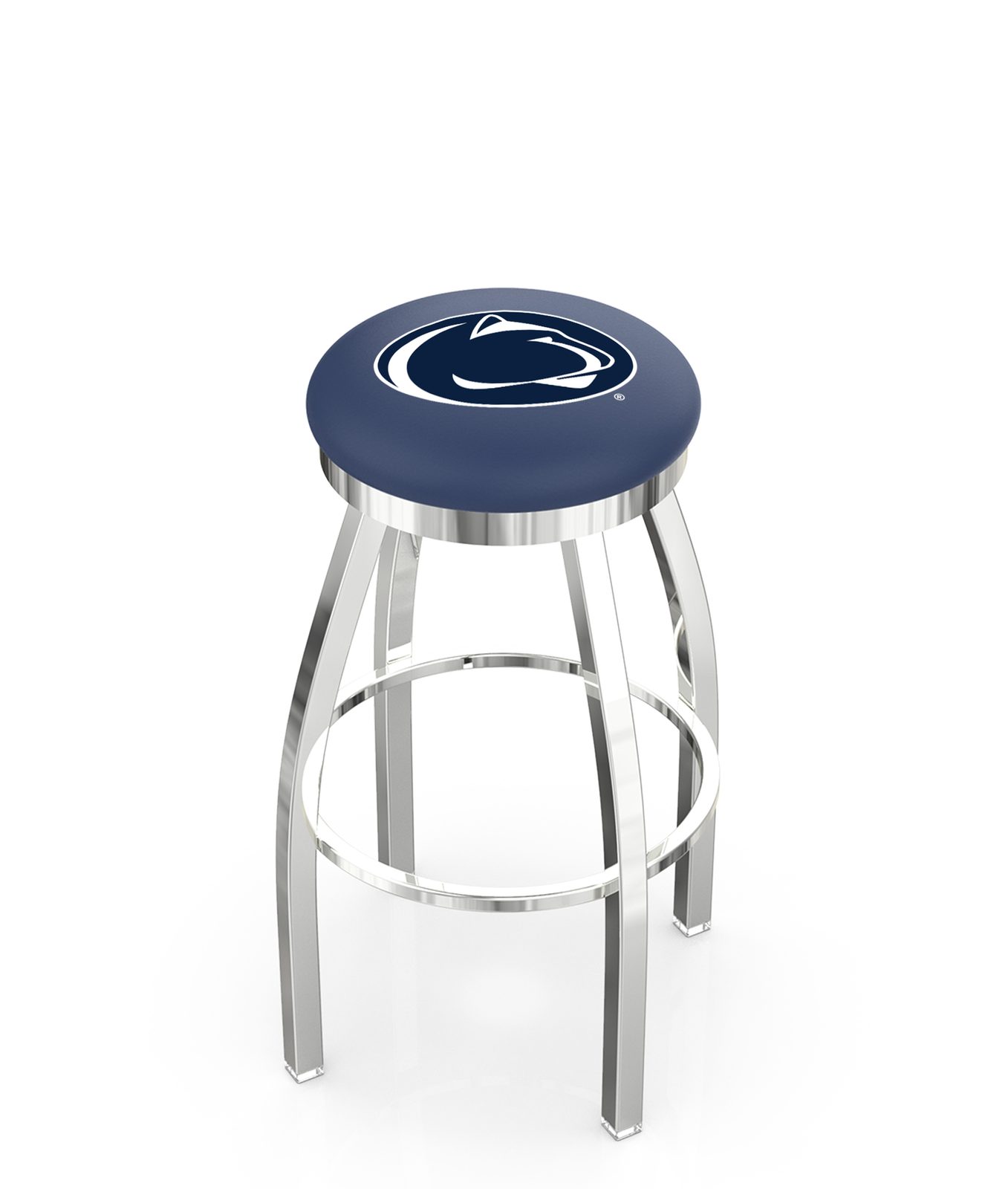 Pennsylvania State University 25-Inch Swivel Backless Counter Stool w/ Chrome Finish, Single-Ring Base, 2-Inch Chrome Ring, 2.5-Inch Cushion Seat 1 Pennsylvania State University 25-Inch Swivel Backless Counter Stool w/ Chrome Finish, Single-Ring Base, 2-Inch Chrome Ring, 2.5-Inch Cushion Seat