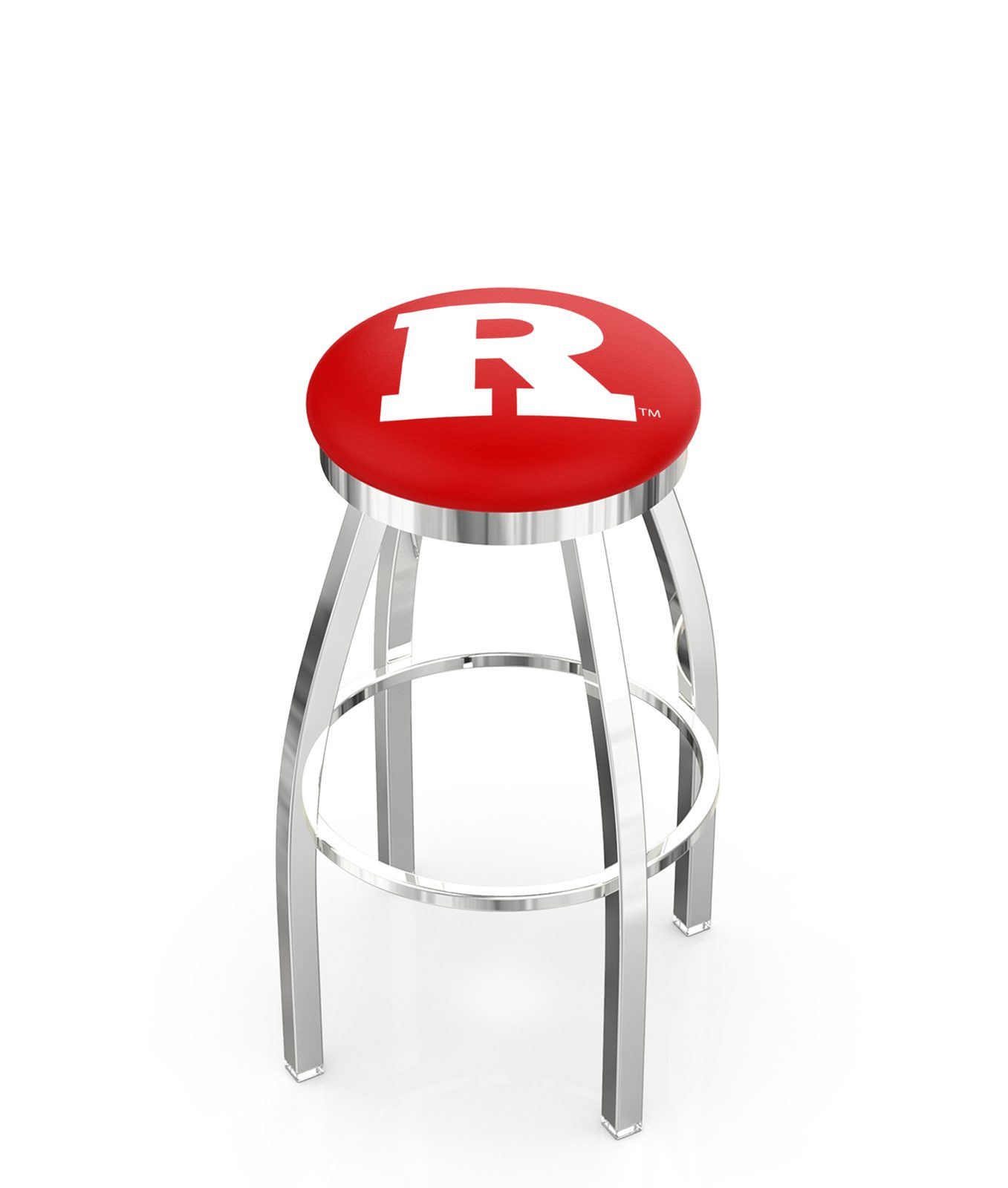 Rutgers University 25-Inch Swivel Backless Counter Stool w/ Chrome Finish, Single-Ring Base, 2-Inch Chrome Ring, 2.5-Inch Cushion Seat 1 Rutgers University 25-Inch Swivel Backless Counter Stool w/ Chrome Finish, Single-Ring Base, 2-Inch Chrome Ring, 2.5-Inch Cushion Seat