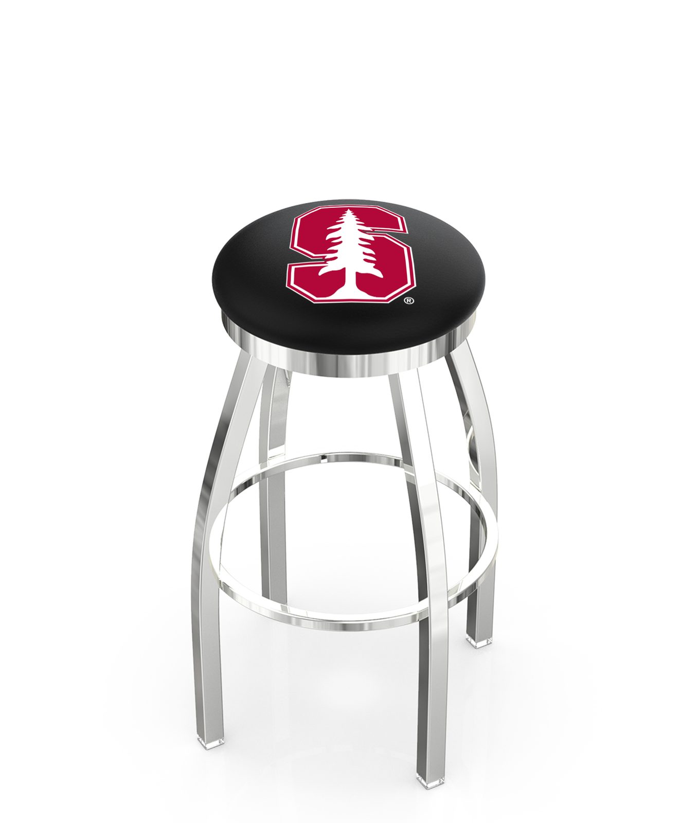 Stanford University 30-Inch Swivel Backless Bar Stool w/ Chrome Finish, Single-Ring Base, 2-Inch Chrome Ring, 2.5-Inch Cushion Seat 1 Stanford University 30-Inch Swivel Backless Bar Stool w/ Chrome Finish, Single-Ring Base, 2-Inch Chrome Ring, 2.5-Inch Cushion Seat