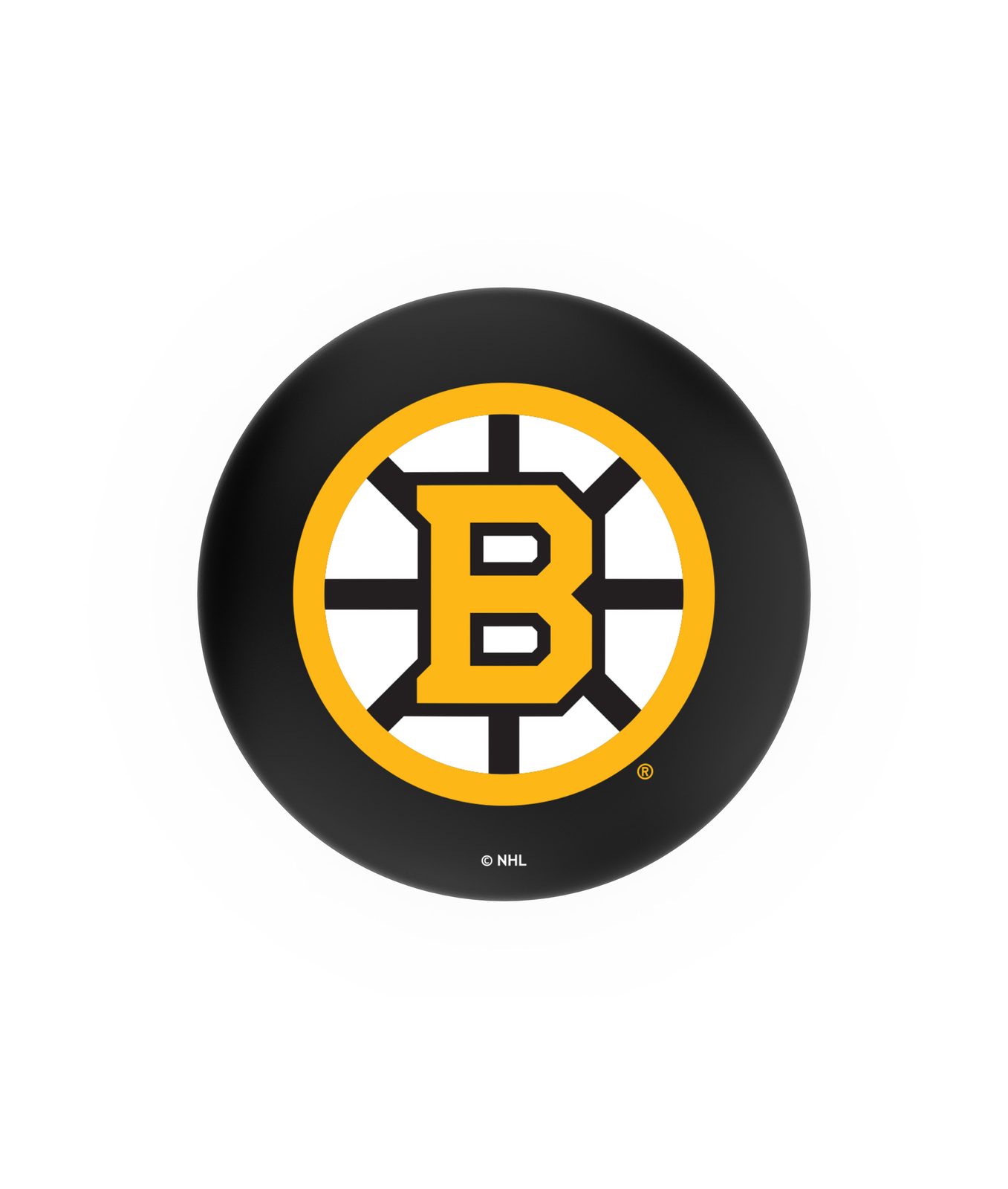 Boston Bruins 25-Inch Swivel Backless Counter Stool w/ Chrome Finish, Single-Ring Base, 2.75-Inch Chrome Ribbed Ring, 2.5-Inch Cushion Seat 2 Boston Bruins 25-Inch Swivel Backless Counter Stool w/ Chrome Finish, Single-Ring Base, 2.75-Inch Chrome Ribbed Ring, 2.5-Inch Cushion Seat - Image 2