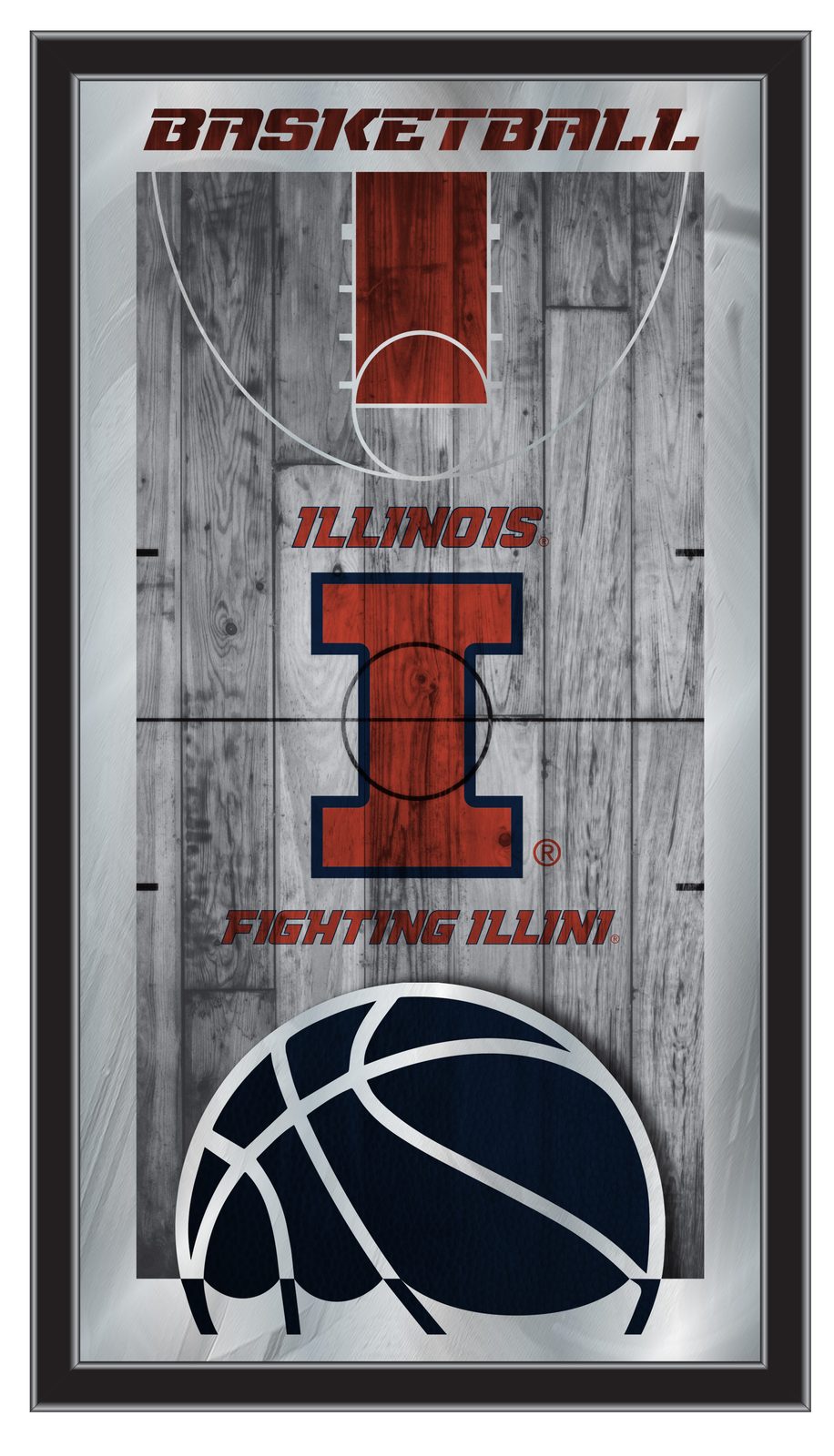 University of Illinois 15x26 Basketball Wall Mirror 1 University of Illinois 15x26 Basketball Wall Mirror