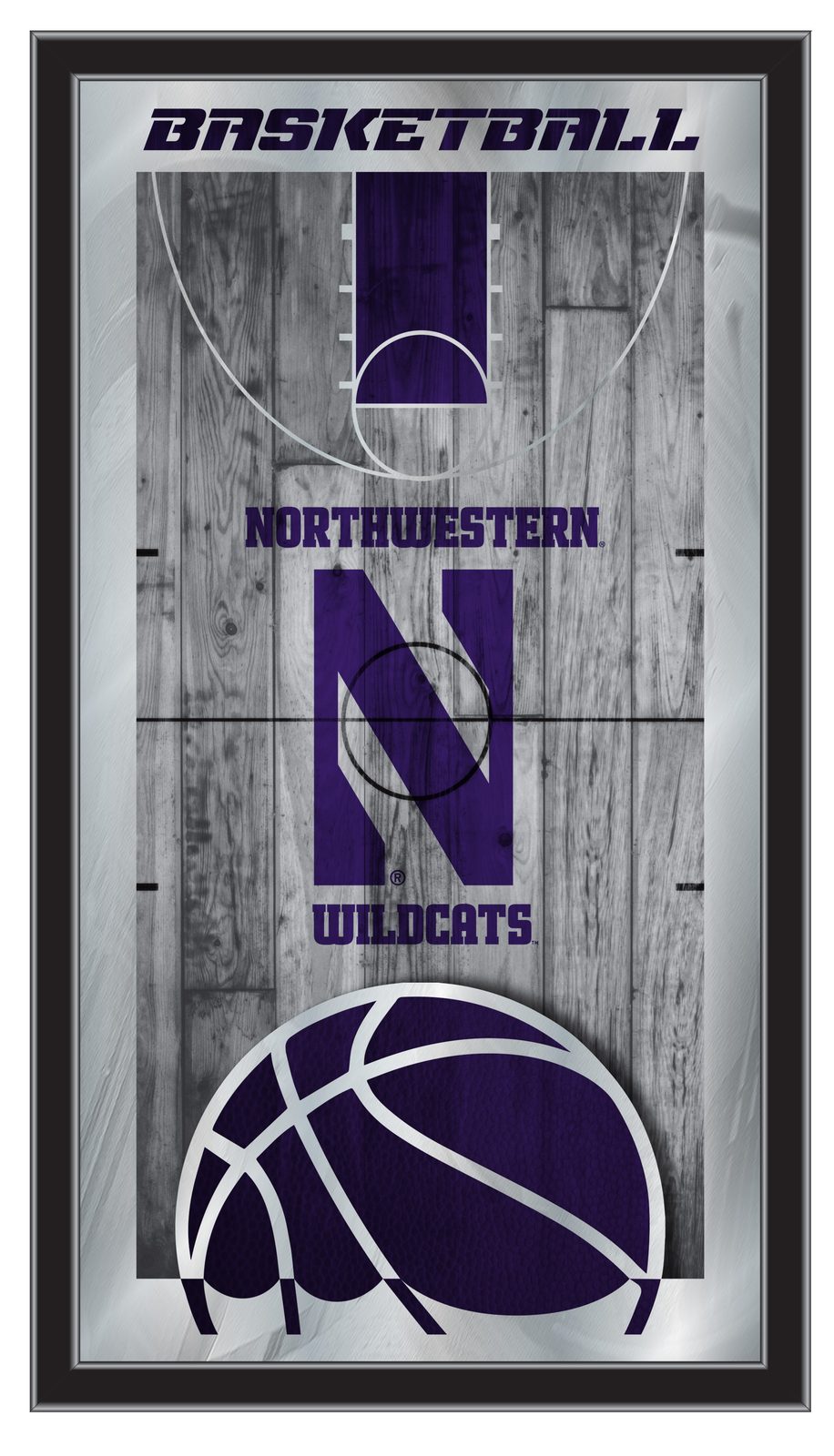 Northwestern University 15x26 Basketball Wall Mirror 1 Northwestern University 15x26 Basketball Wall Mirror