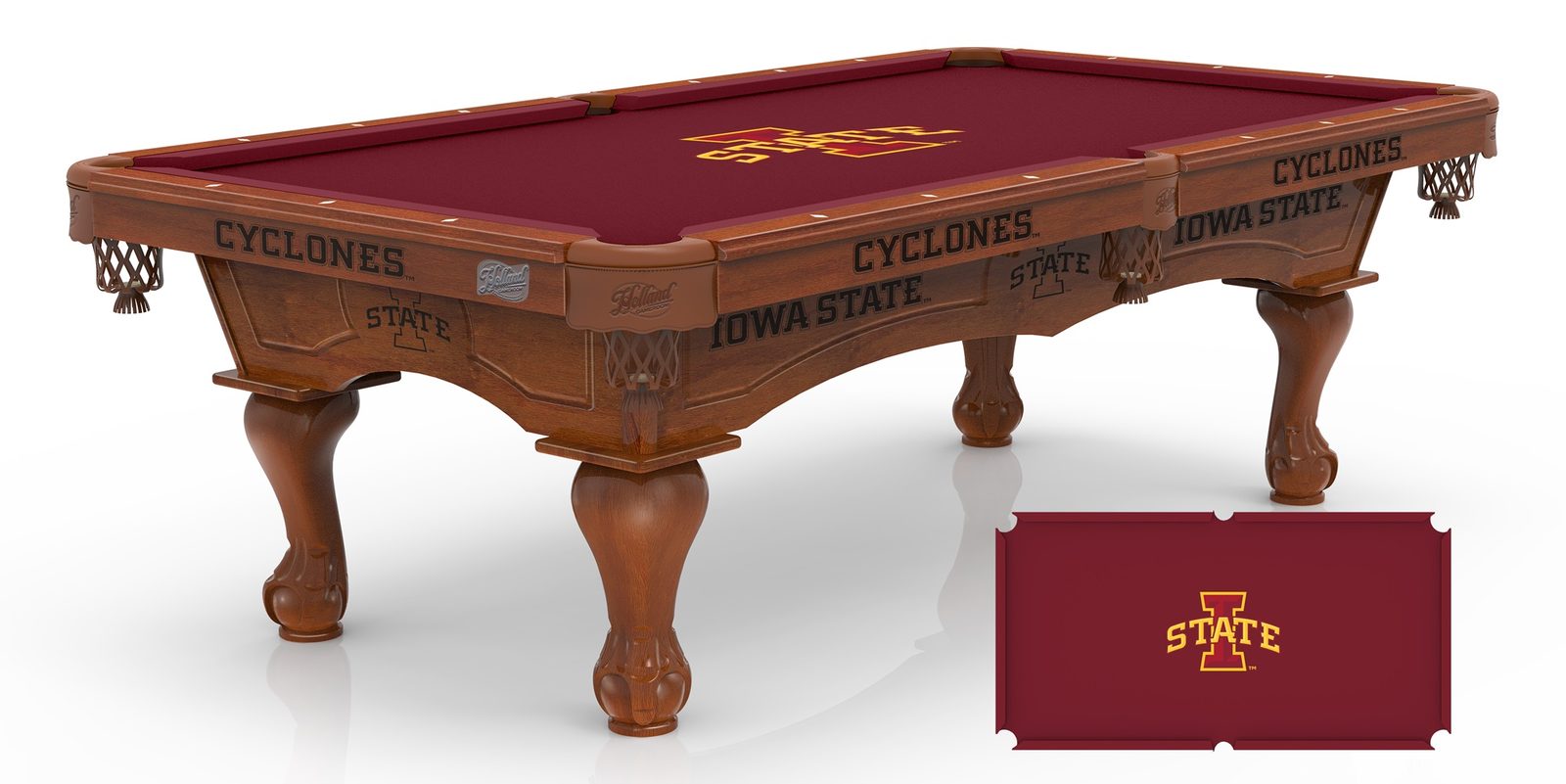 Iowa State University Pool Table with Chardonnay Finish and Claw Leg 1 Iowa State University Pool Table with Chardonnay Finish and Claw Leg