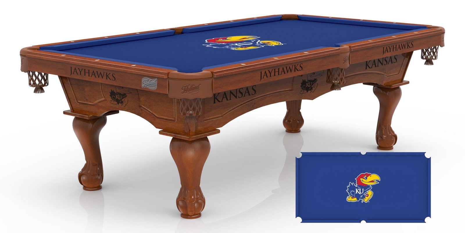 University of Kansas Pool Table with Chardonnay Finish and Claw Leg 1 University of Kansas Pool Table with Chardonnay Finish and Claw Leg