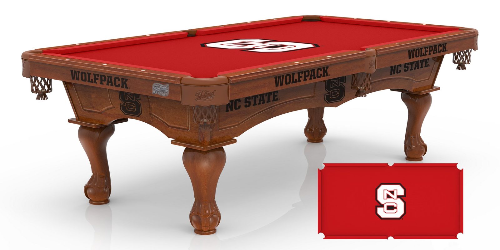 North Carolina State University Pool Table with Chardonnay Finish and Claw Leg 1 North Carolina State University Pool Table with Chardonnay Finish and Claw Leg